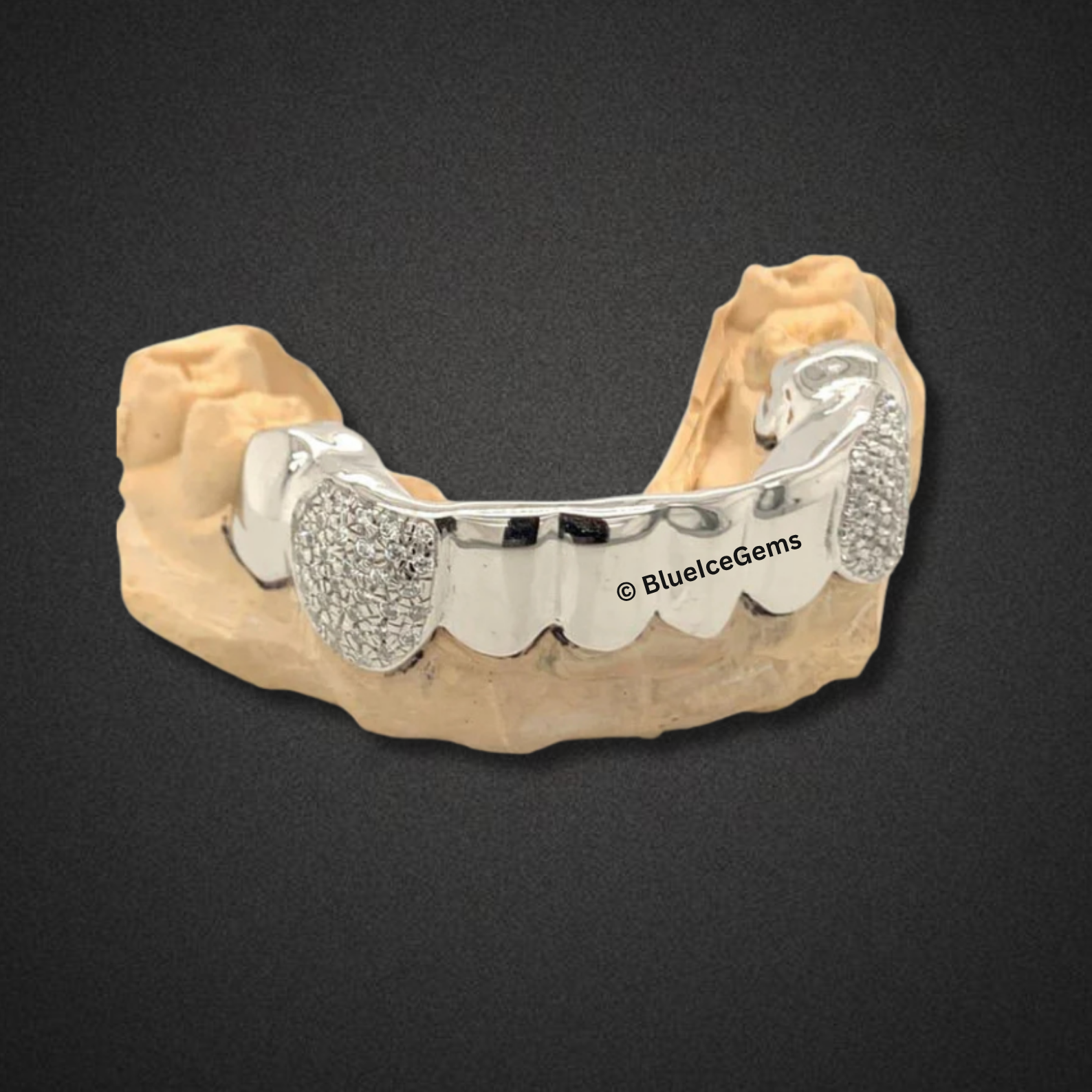 White Gold Diamond Fangs Bar Grillz