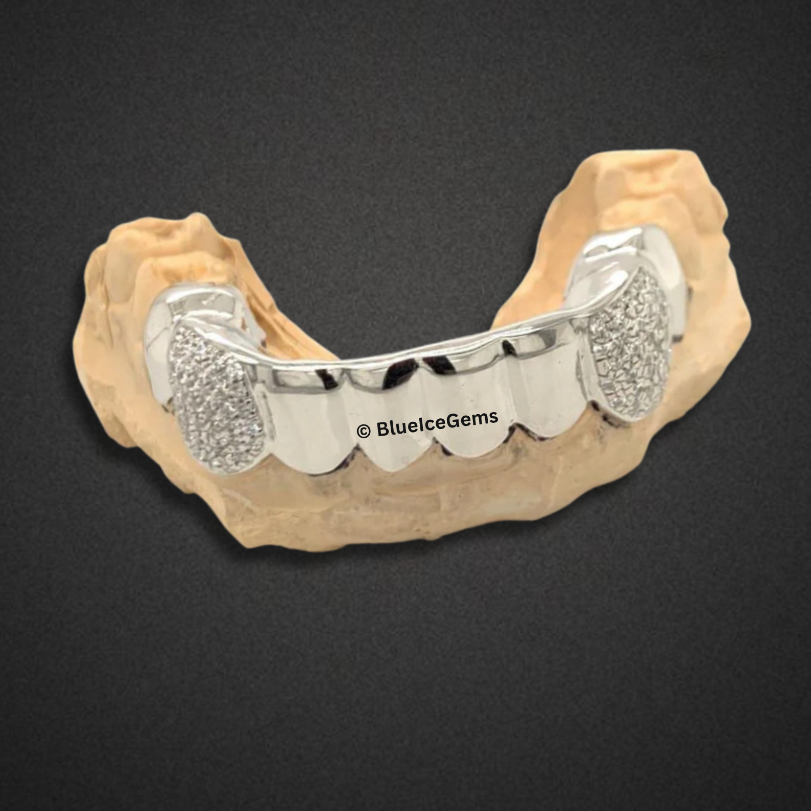 White Gold Diamond Fangs Bar Grillz