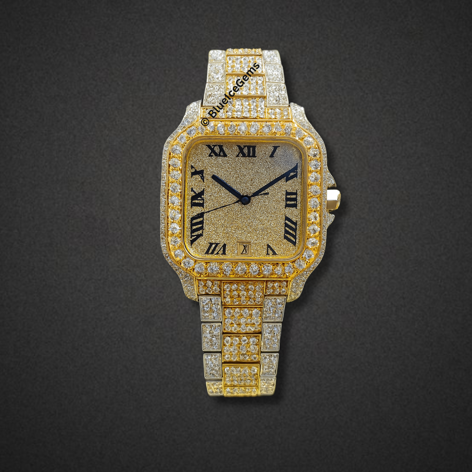 The "Iced Out Sentinel" Dual-Tone Diamond Watch