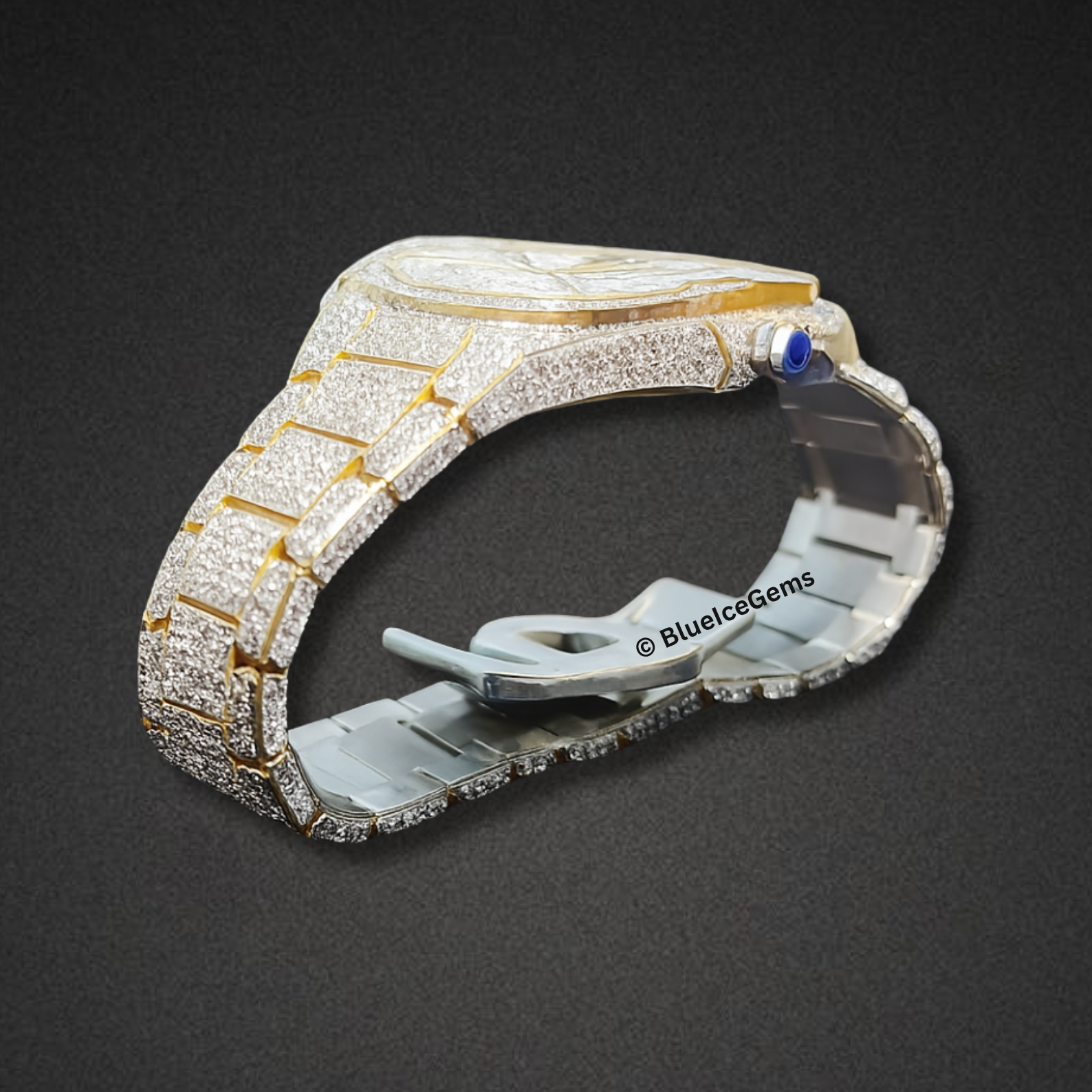 The "Iced Out Sentinel" Dual-Tone Diamond Watch