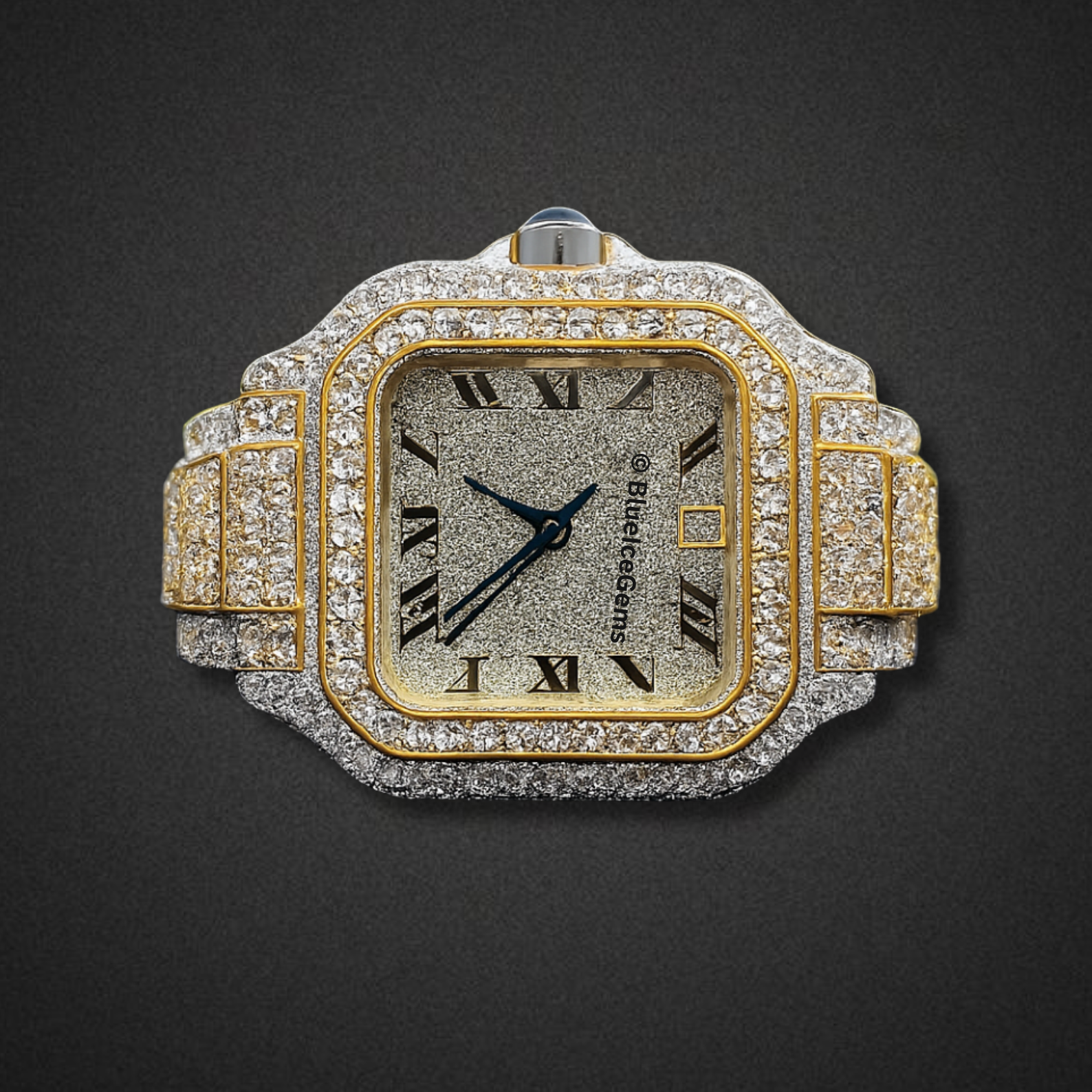 The "Iced Out Sentinel" Dual-Tone Diamond Watch