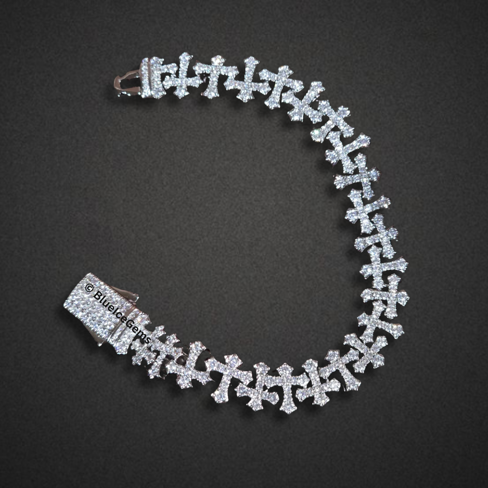 Iced-Out Crucifix Bracelet