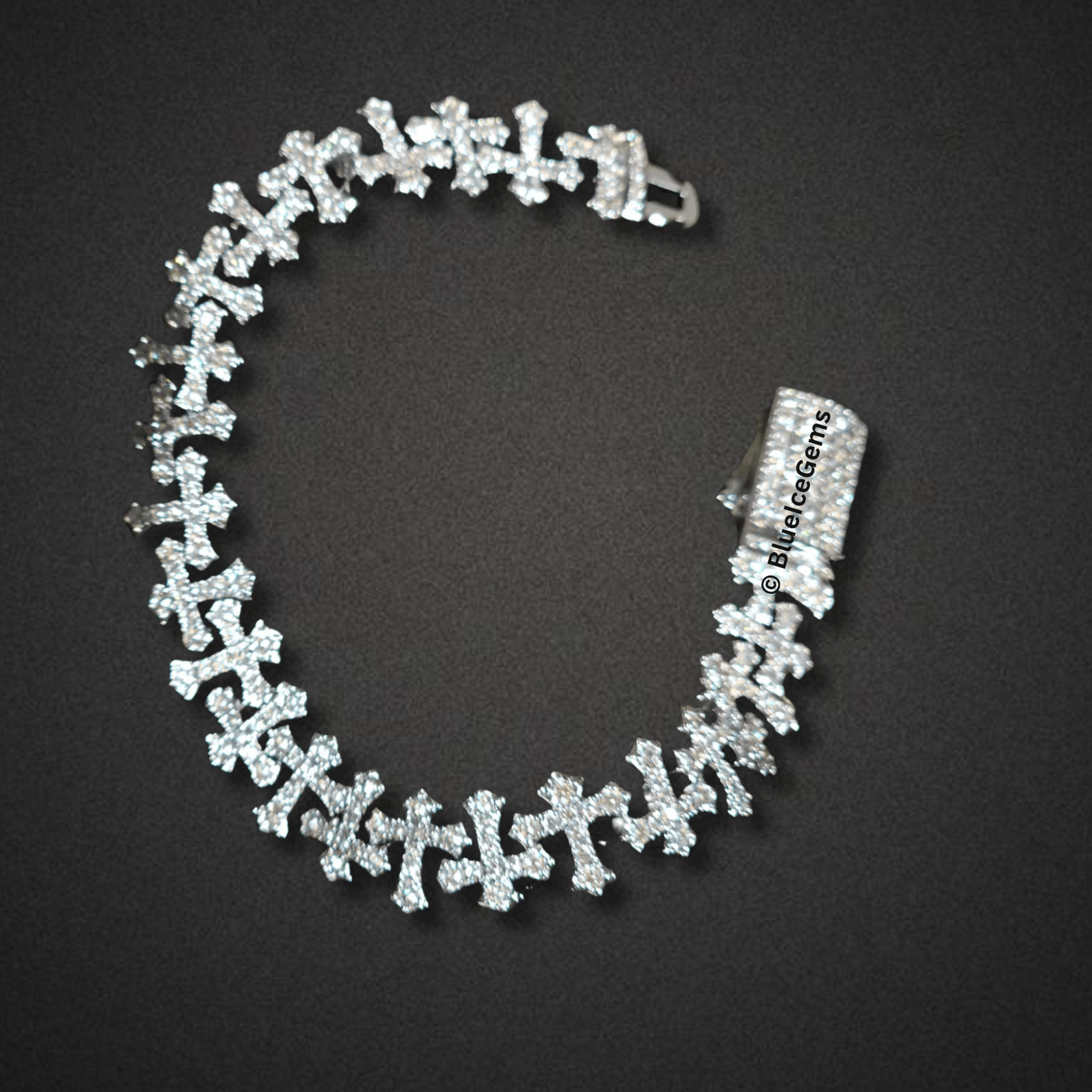 Iced-Out Crucifix Bracelet