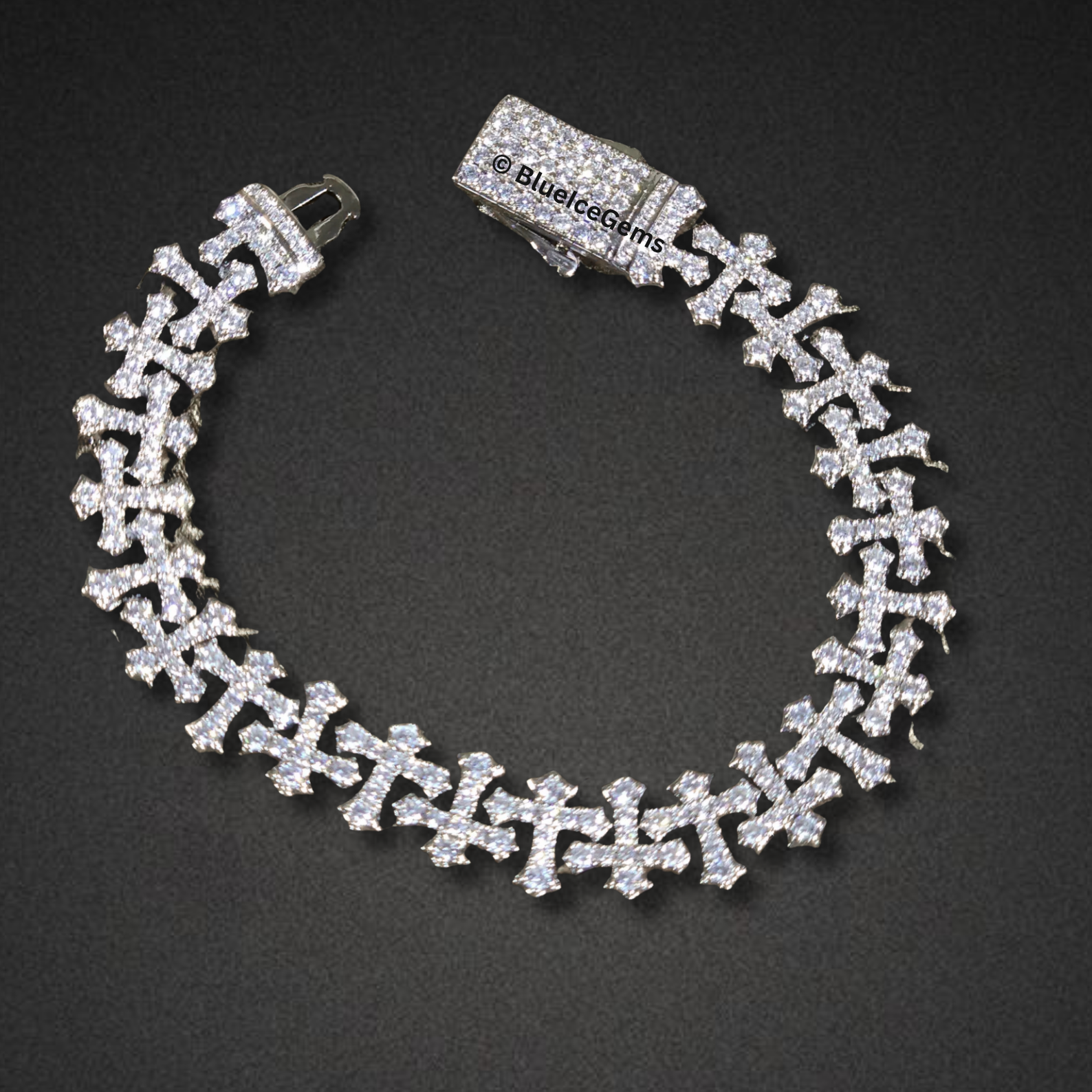Iced-Out Crucifix Bracelet