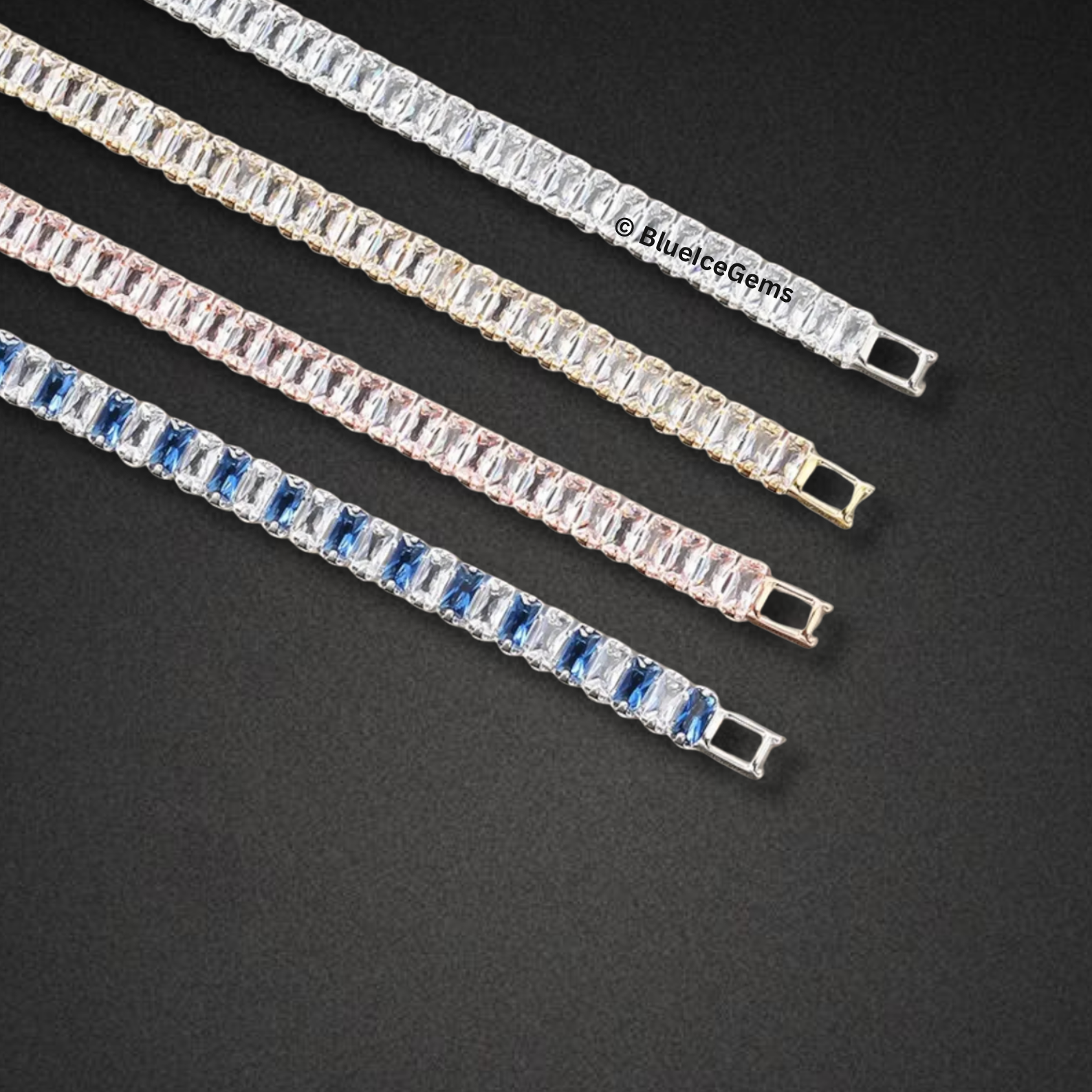 "The Glacier" Baguette-Cut Diamond & Sapphire Bracelet