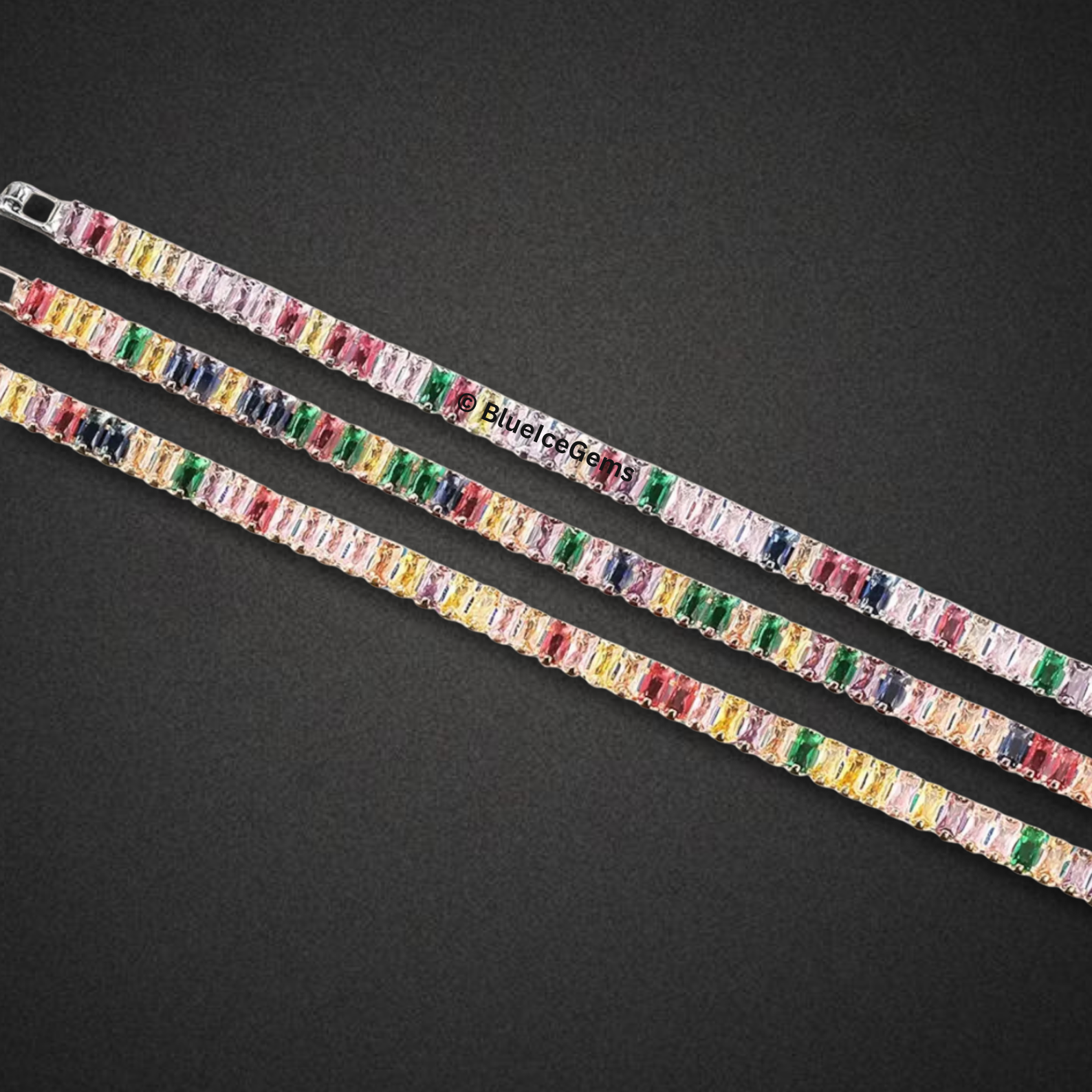 "The Glacier" Baguette-Cut Diamond & Sapphire Bracelet