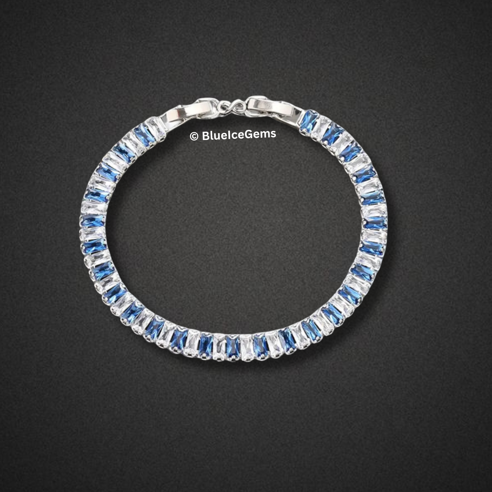 "The Glacier" Baguette-Cut Diamond & Sapphire Bracelet