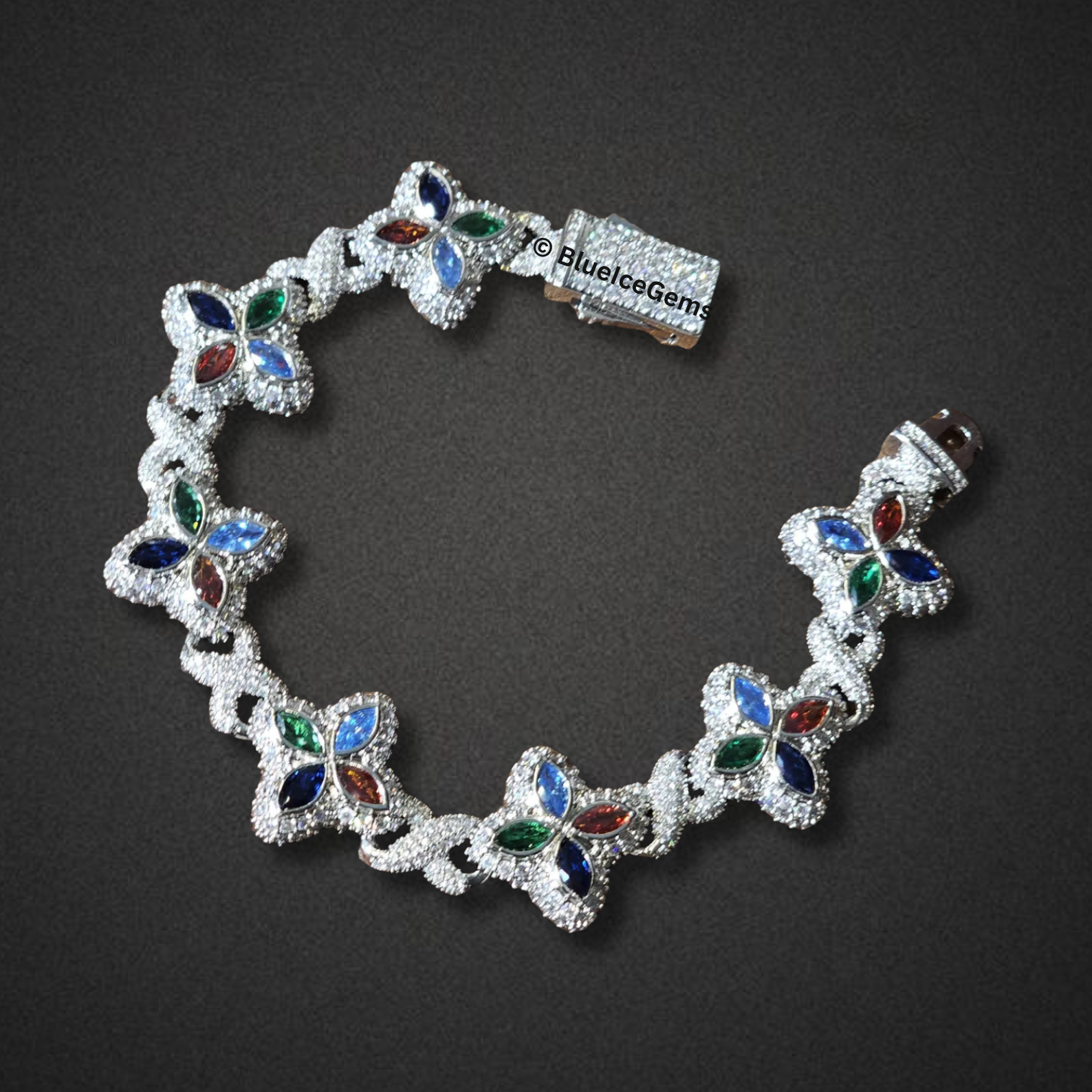 Pink Sapphire & Diamond Flower Bracelet