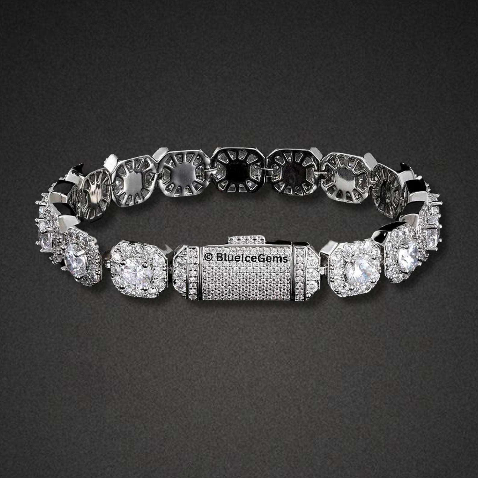 Iced Out Round & Cushion-Cut Diamond Bracelet