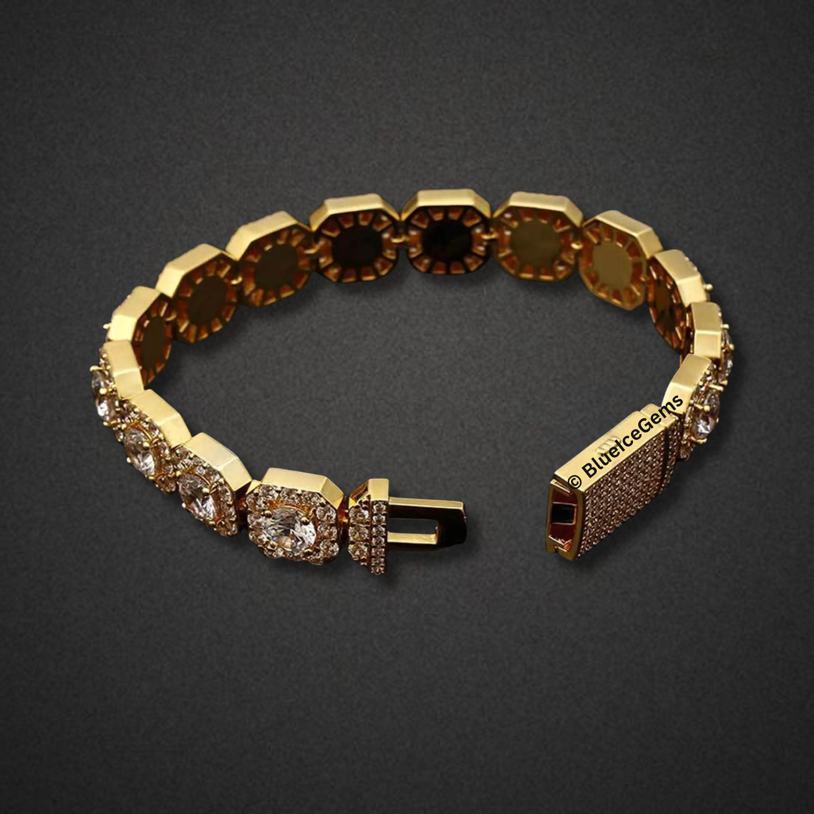 Iced Out Round & Cushion-Cut Diamond Bracelet