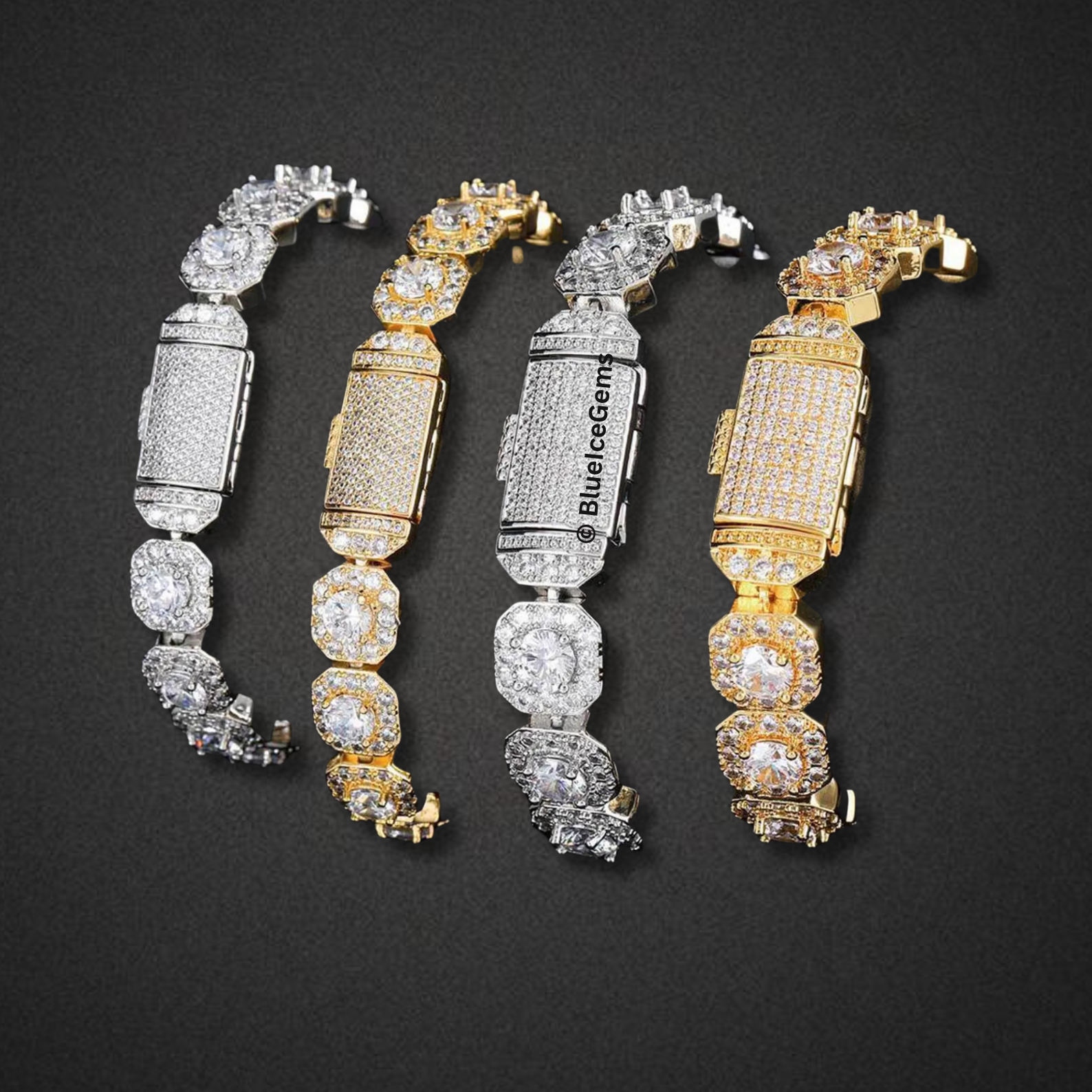 Iced Out Round & Cushion-Cut Diamond Bracelet