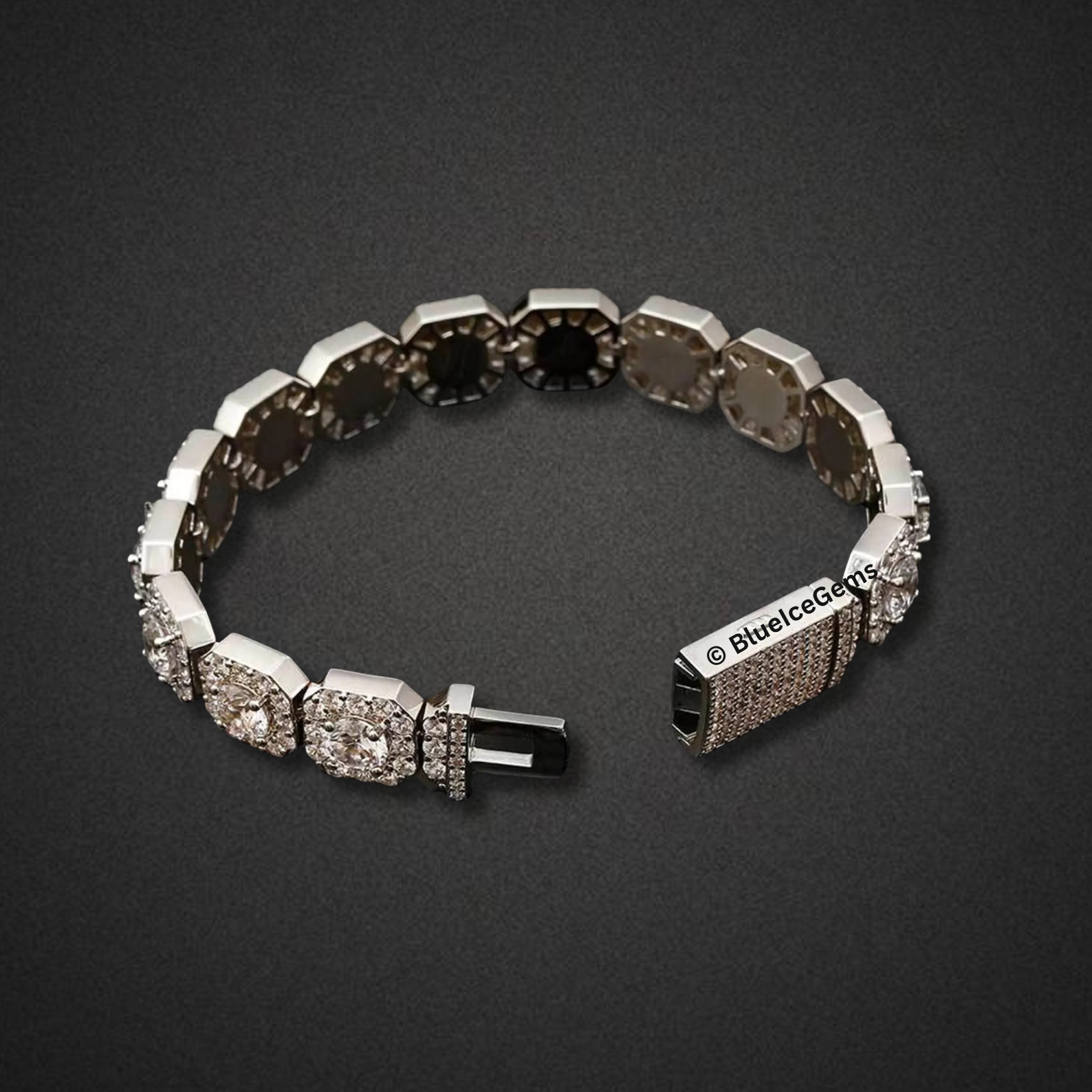 Iced Out Round & Cushion-Cut Diamond Bracelet