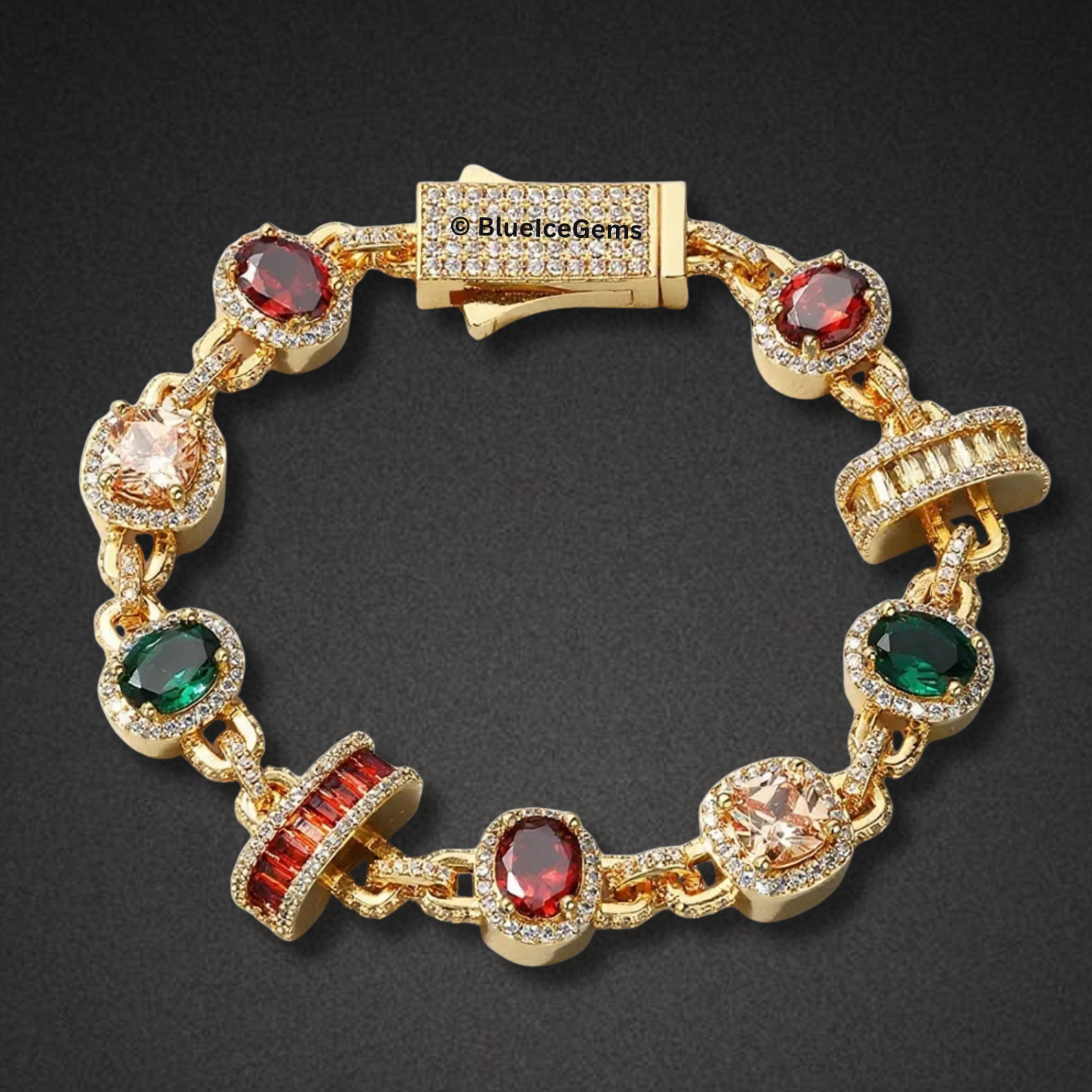 Iced-Out Multi-Colored Diamond Tennis Bracelet