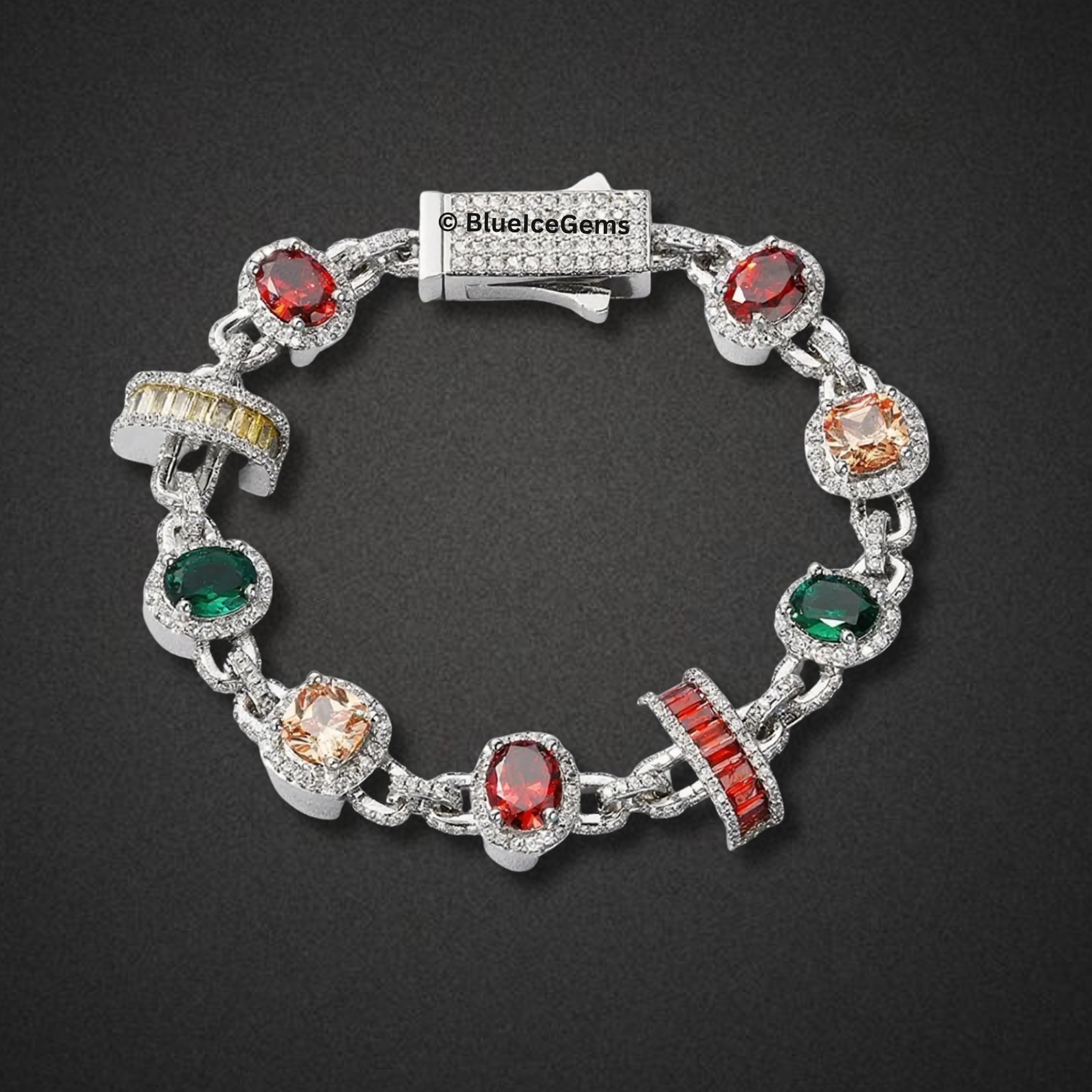 Iced-Out Multi-Colored Diamond Tennis Bracelet