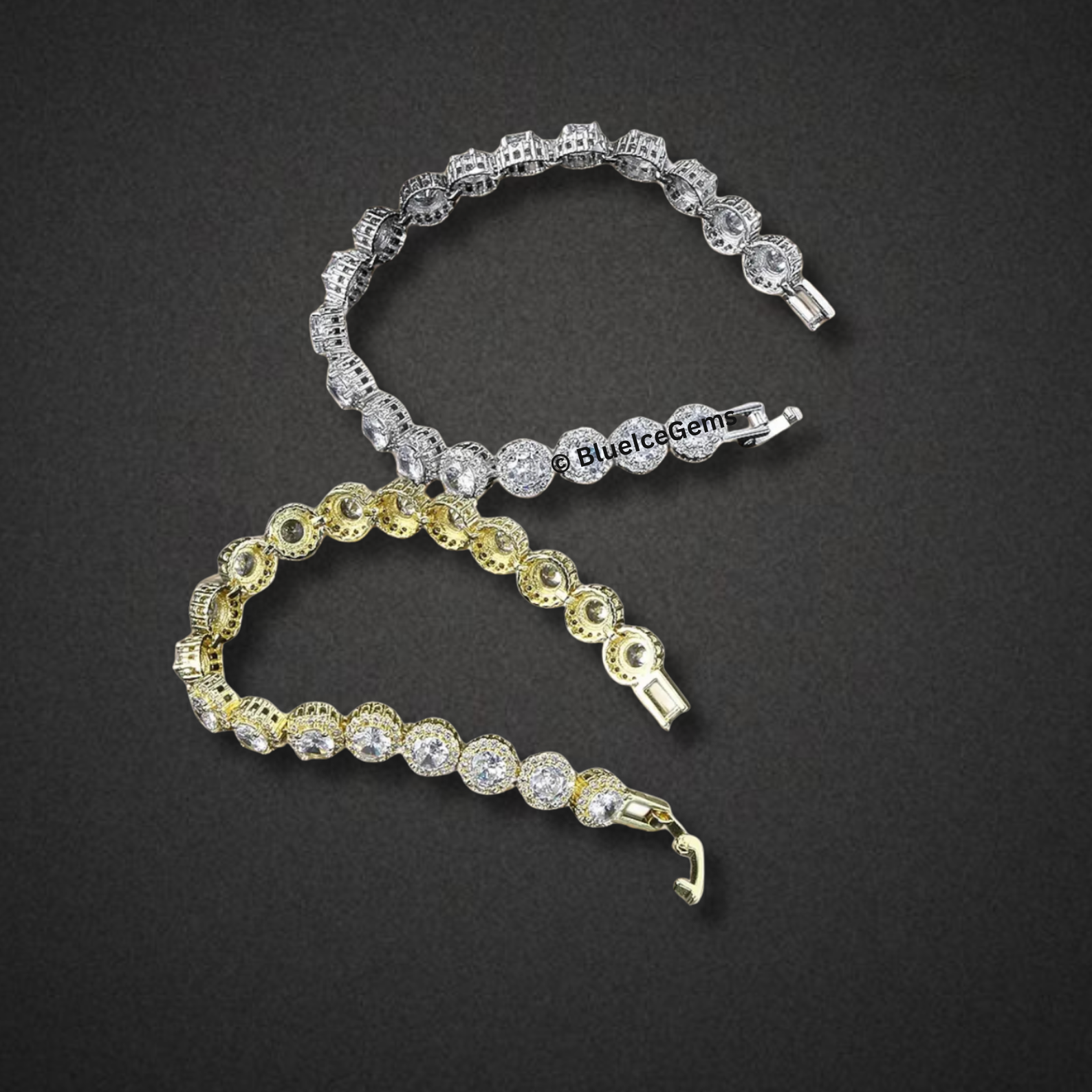 Iced-Out Halo Diamond Tennis Bracelet