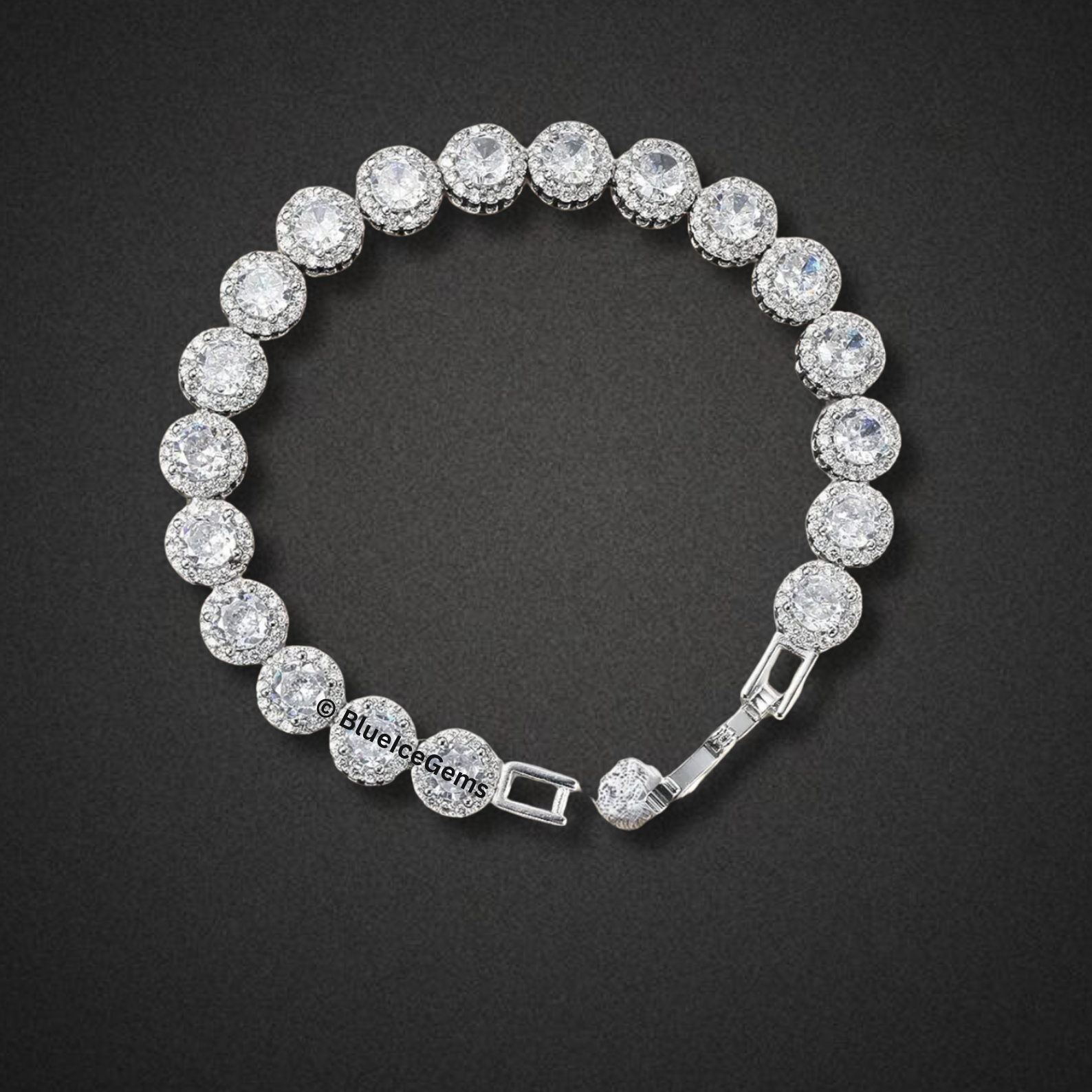 Iced-Out Halo Diamond Tennis Bracelet