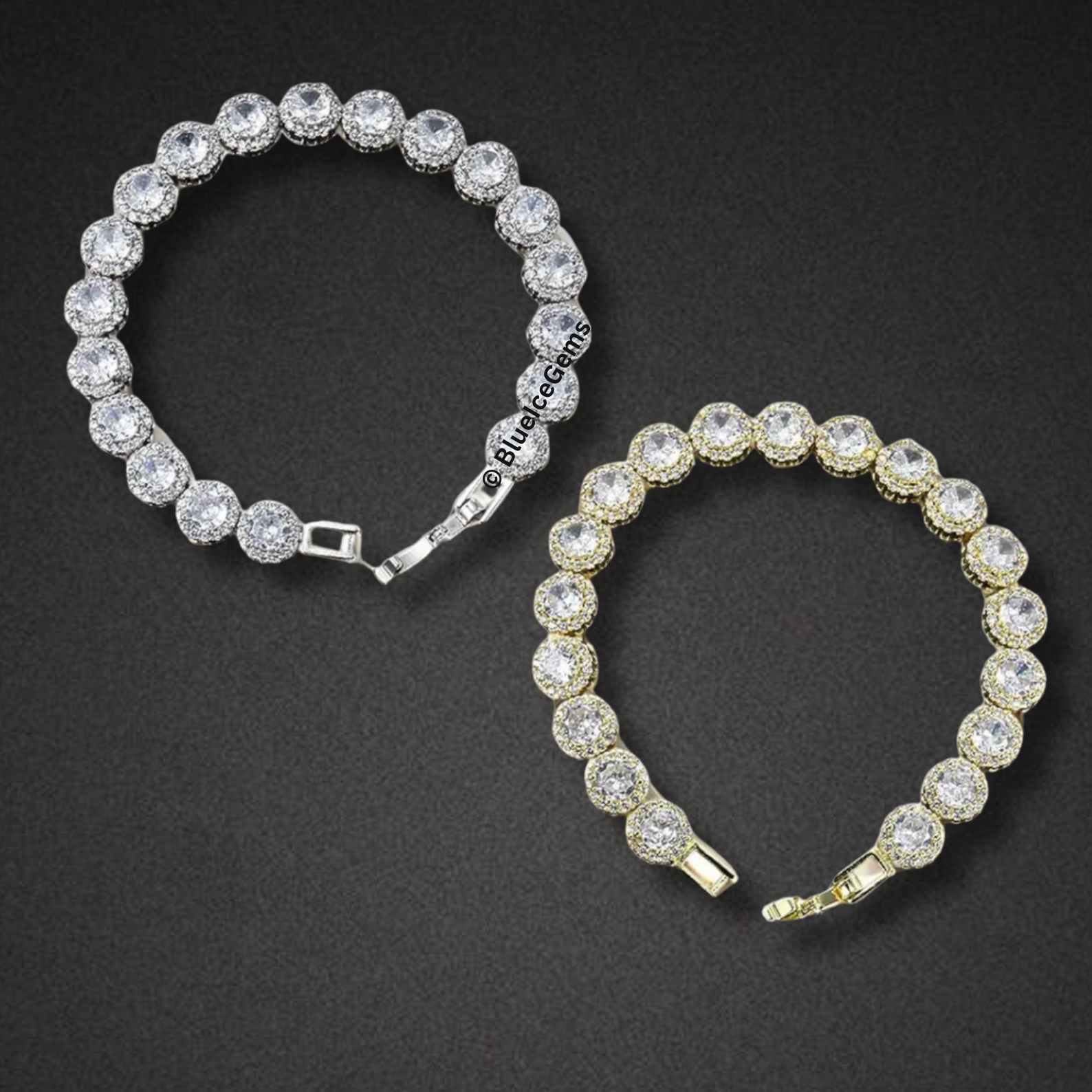 Iced-Out Halo Diamond Tennis Bracelet