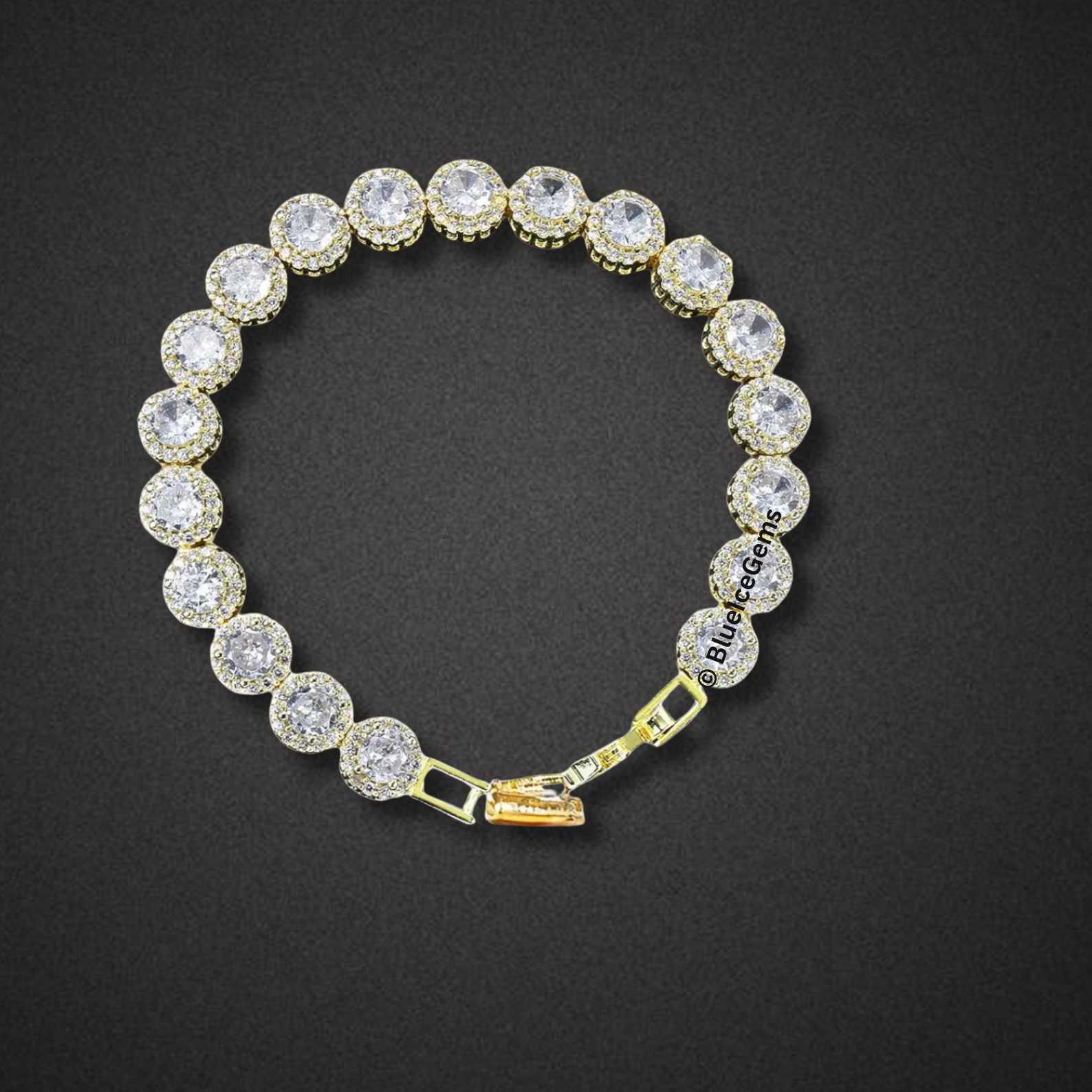 Iced-Out Halo Diamond Tennis Bracelet