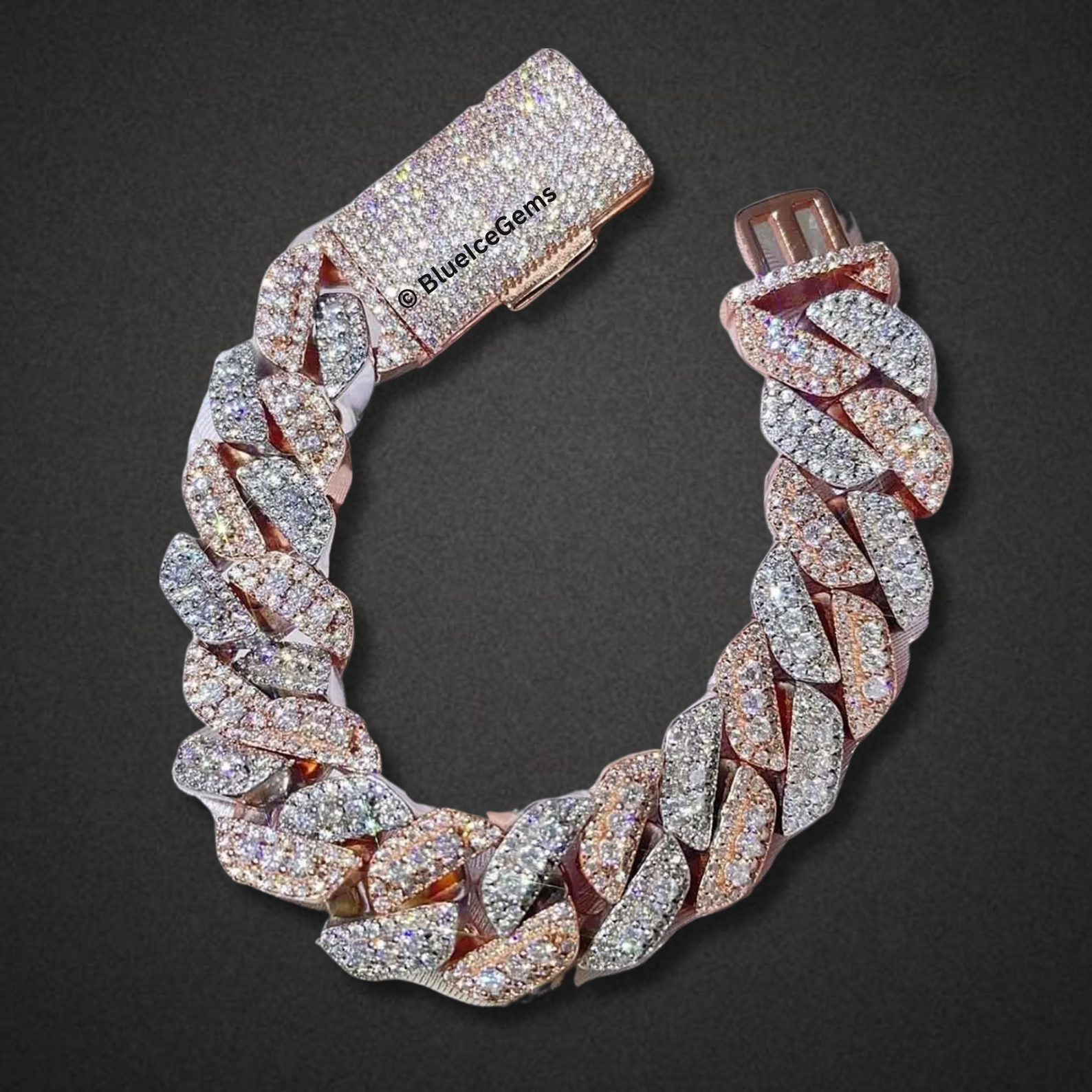 Two-Tone Iced Out Miami Cuban Link Bracelet