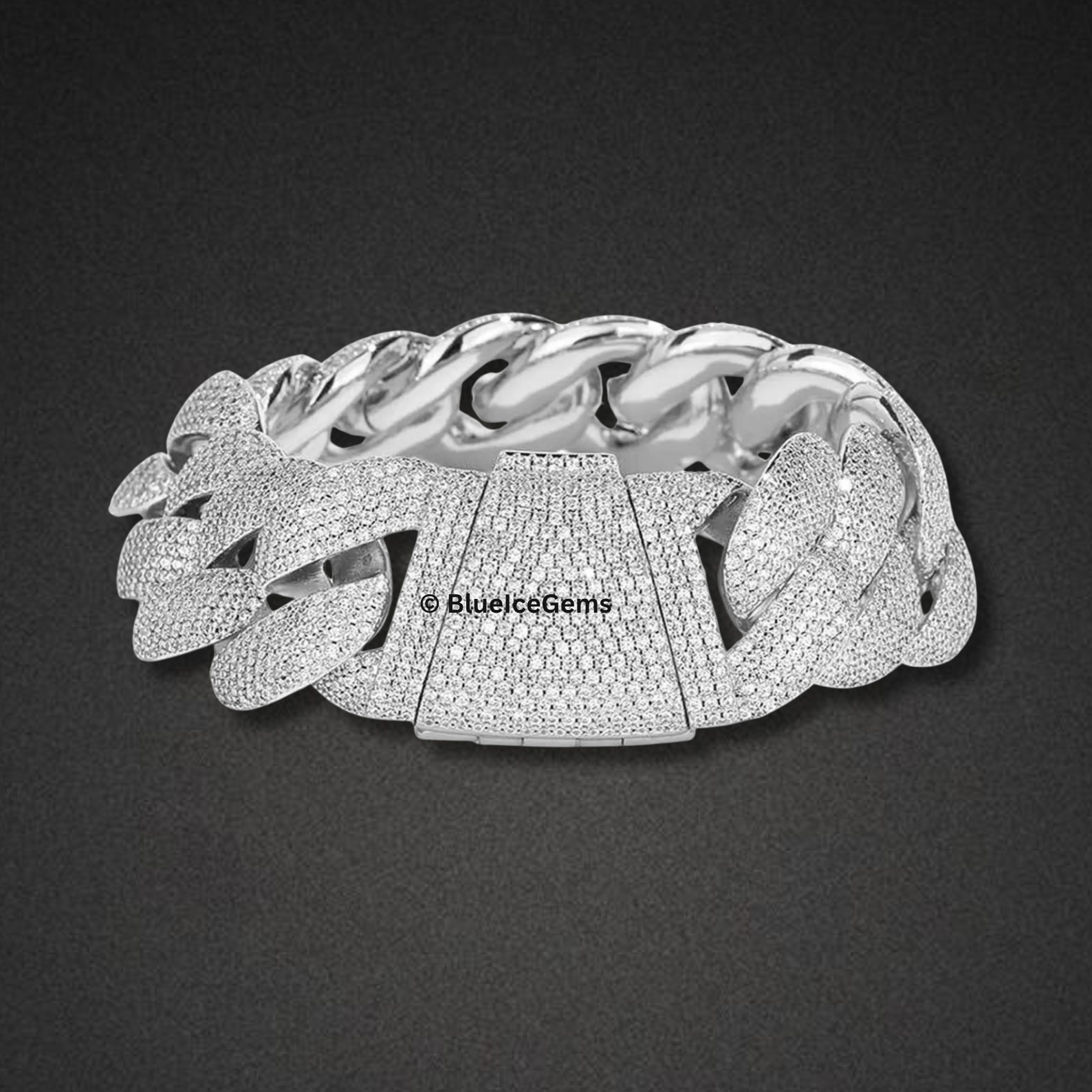Iced-Out White Gold Miami Cuban Link Bracelet