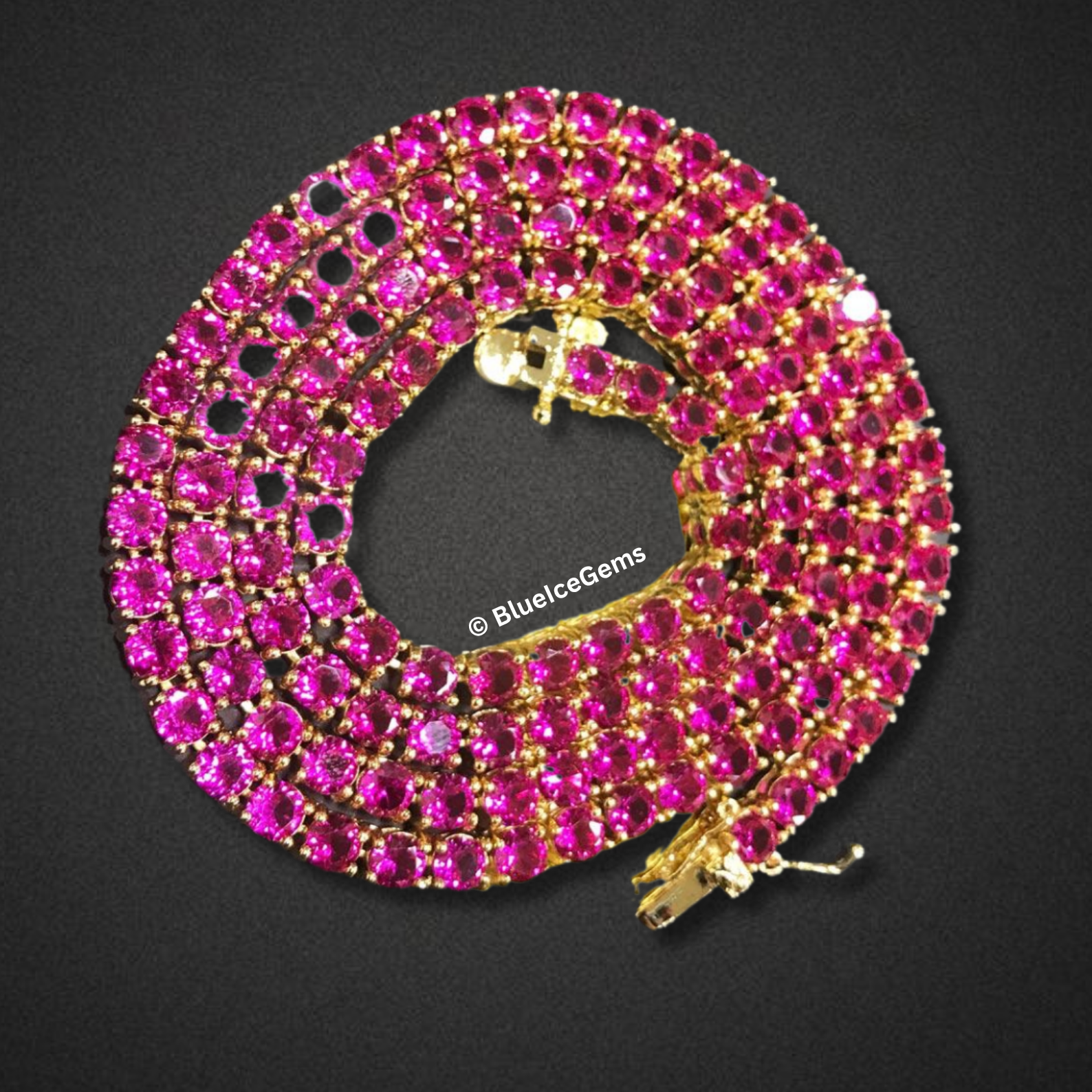 The "Fuchsia Fire" Ruby Tennis Chain