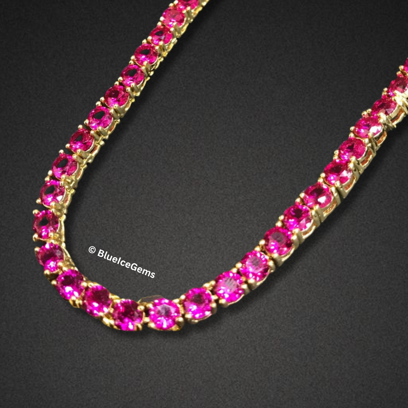 The "Fuchsia Fire" Ruby Tennis Chain
