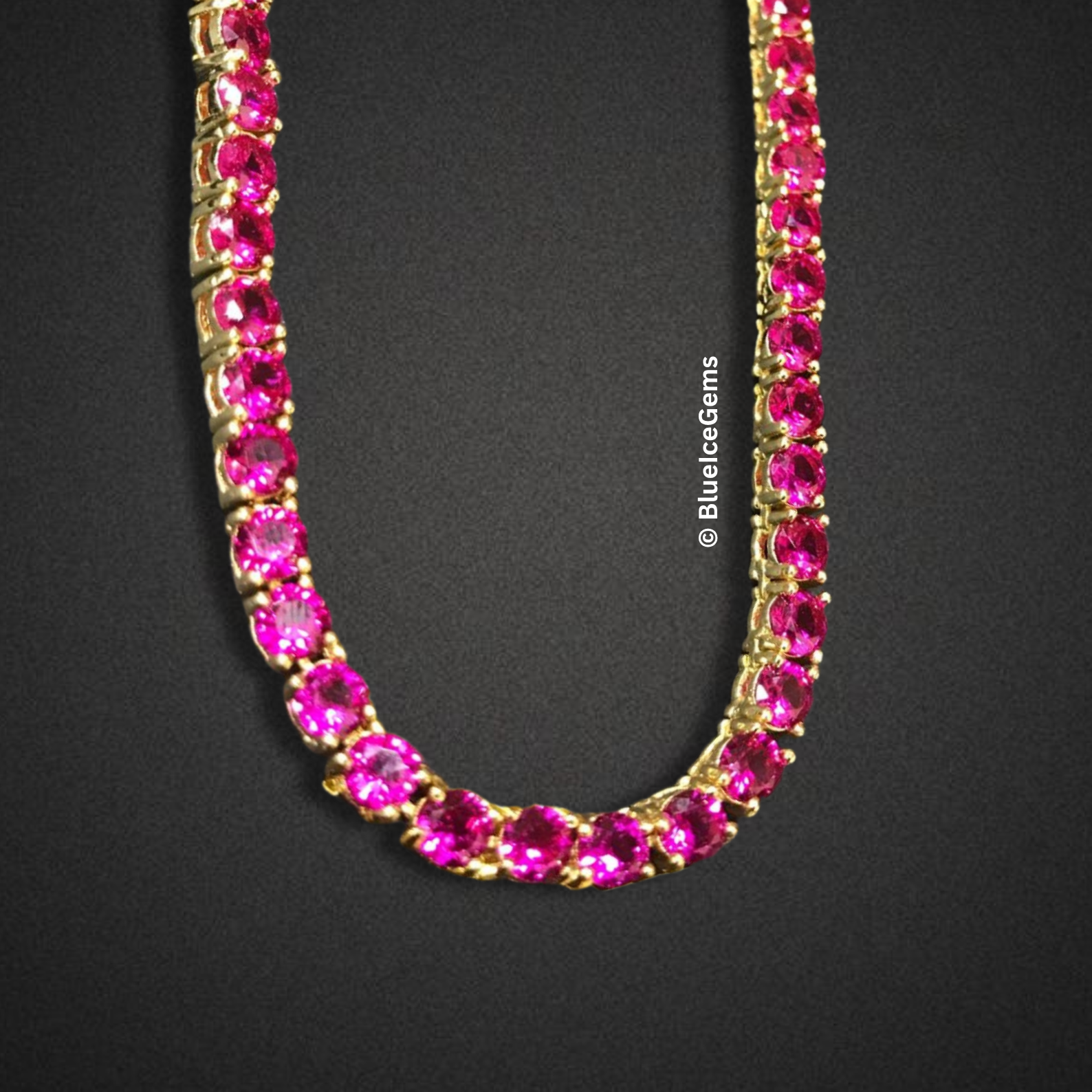 The "Fuchsia Fire" Ruby Tennis Chain