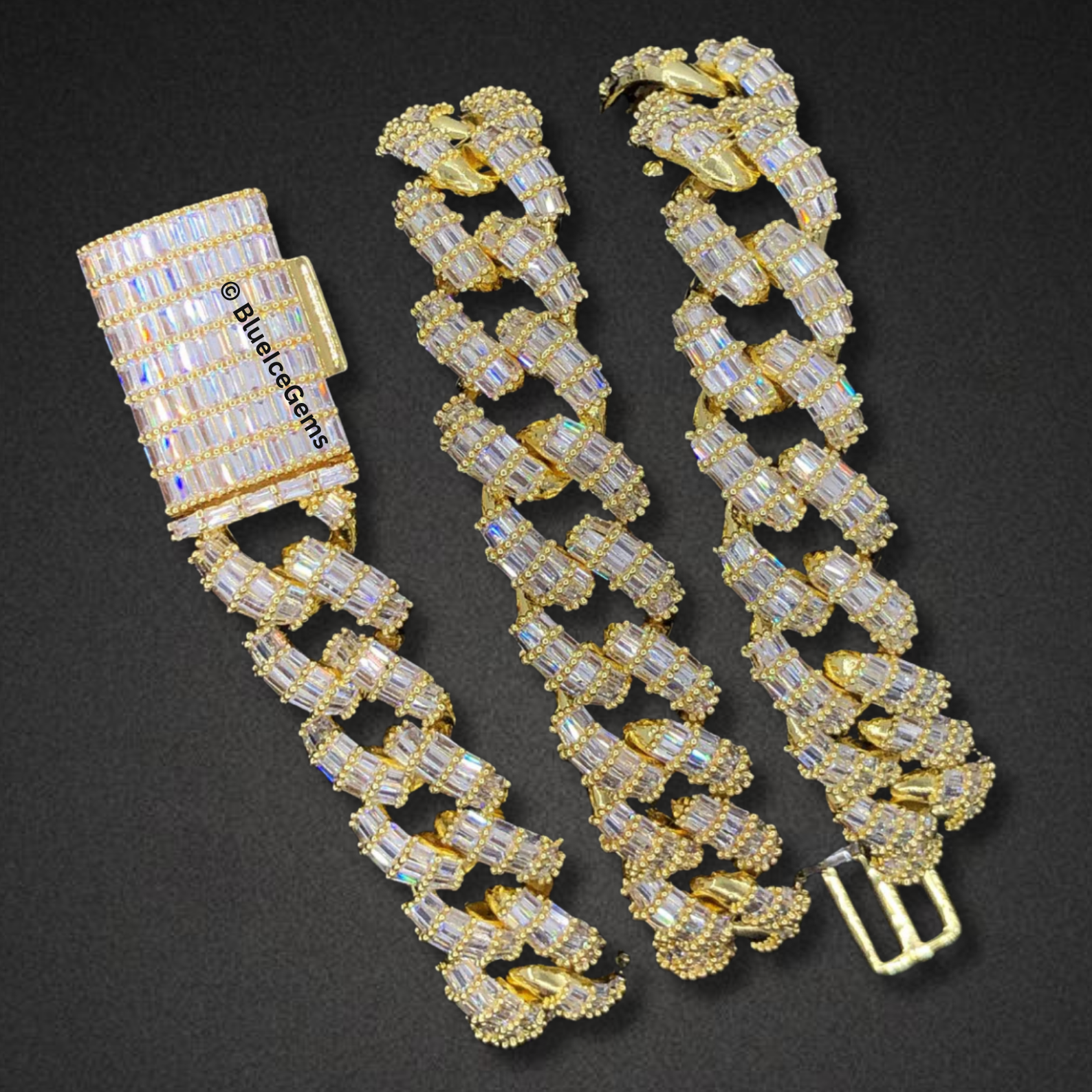 The "Icy Precision" Diamond Baguette Cuban Chain