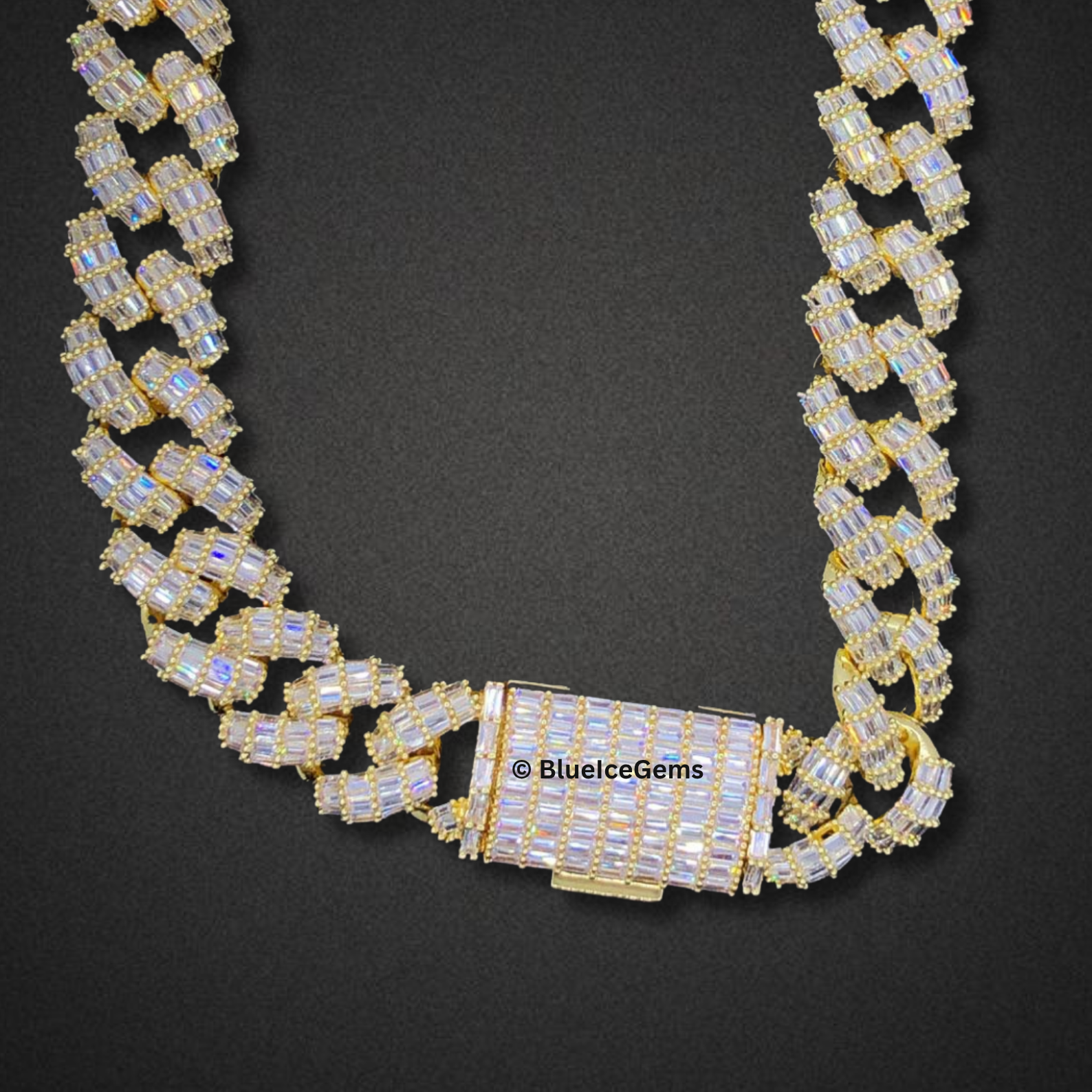 The "Icy Precision" Diamond Baguette Cuban Chain