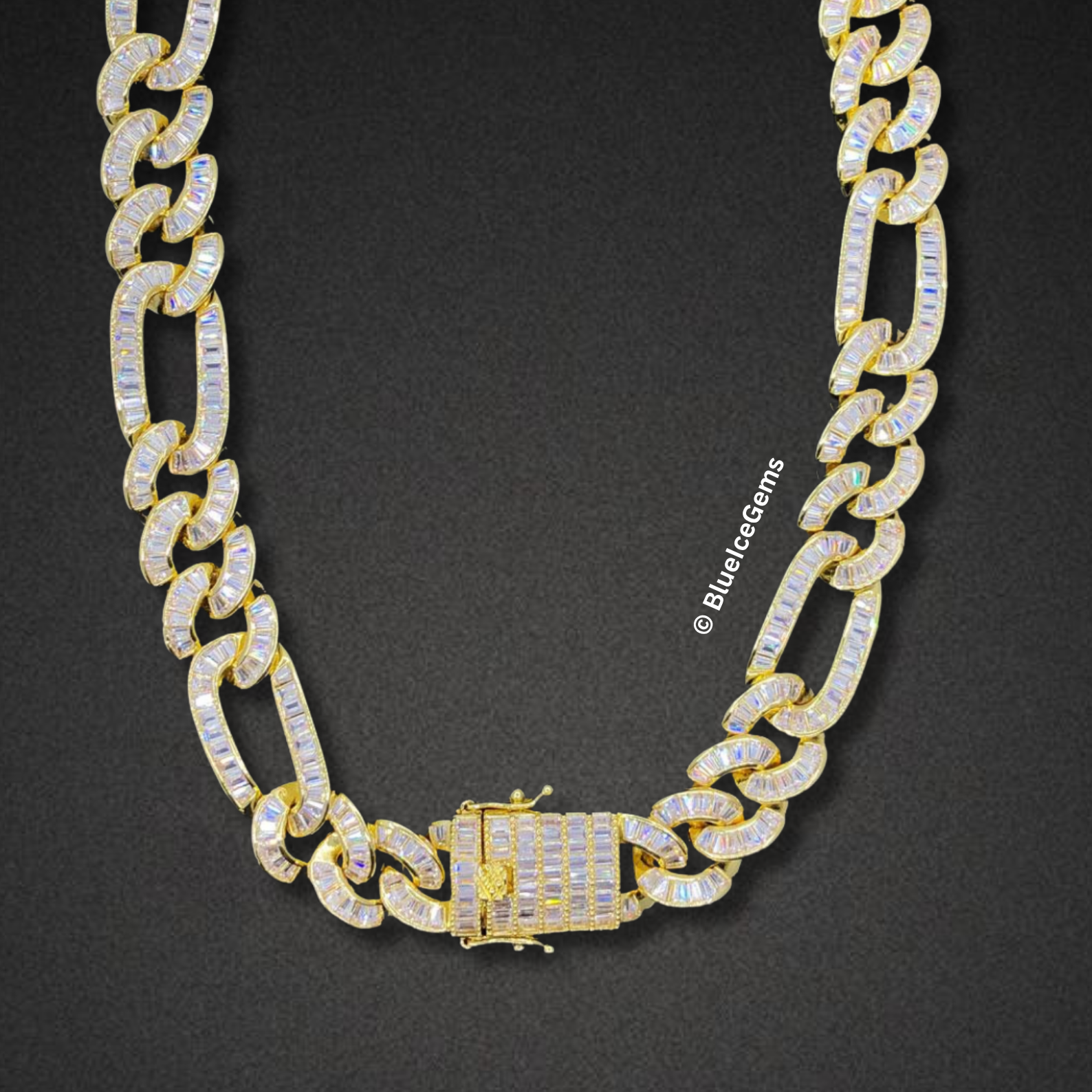 The "Figaro Fire" Diamond Baguette Chain