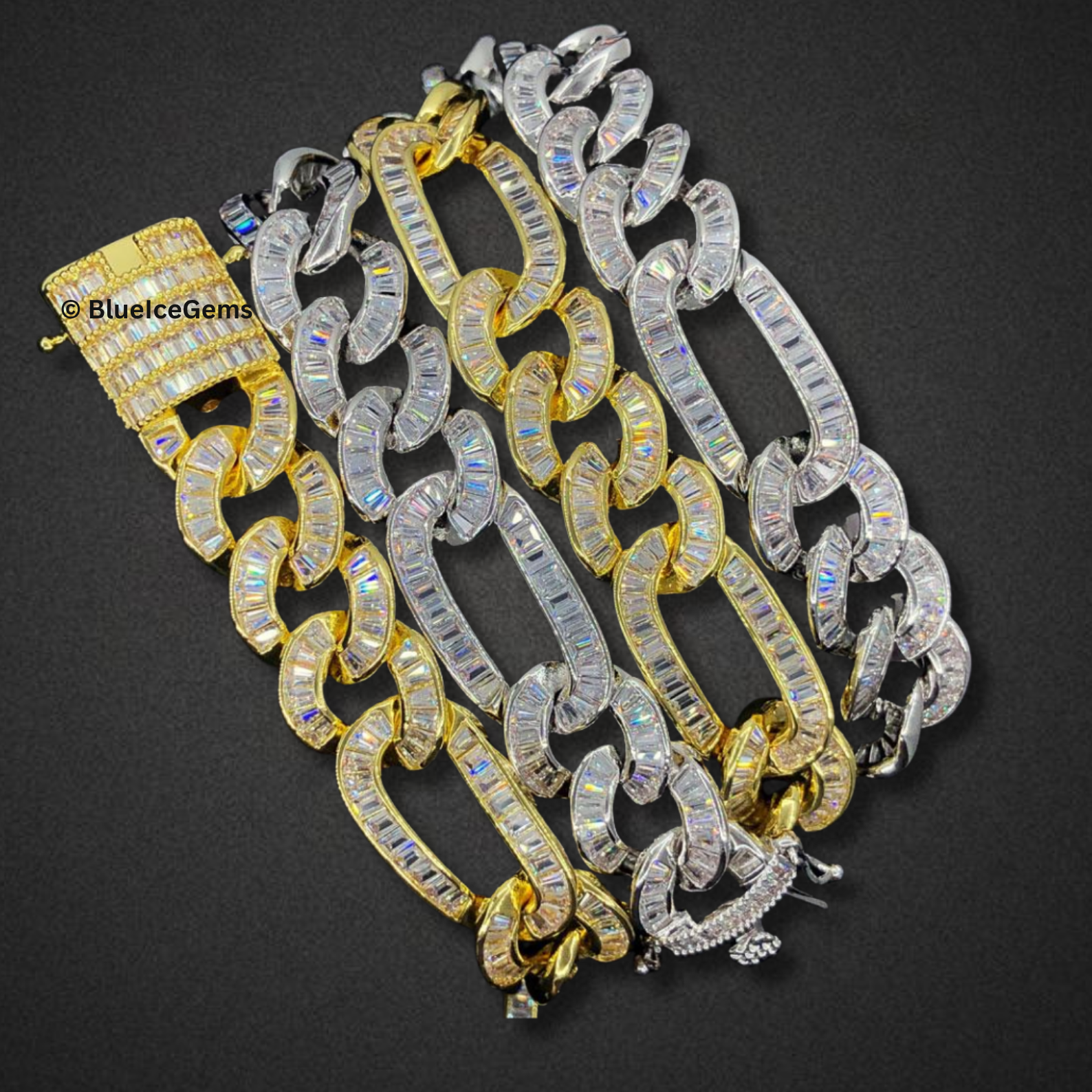 The "Figaro Fire" Diamond Baguette Chain