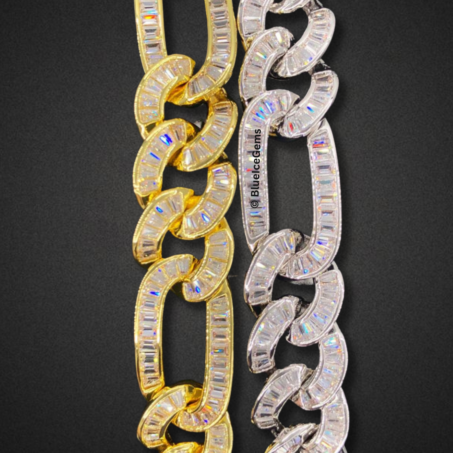 The "Figaro Fire" Diamond Baguette Chain