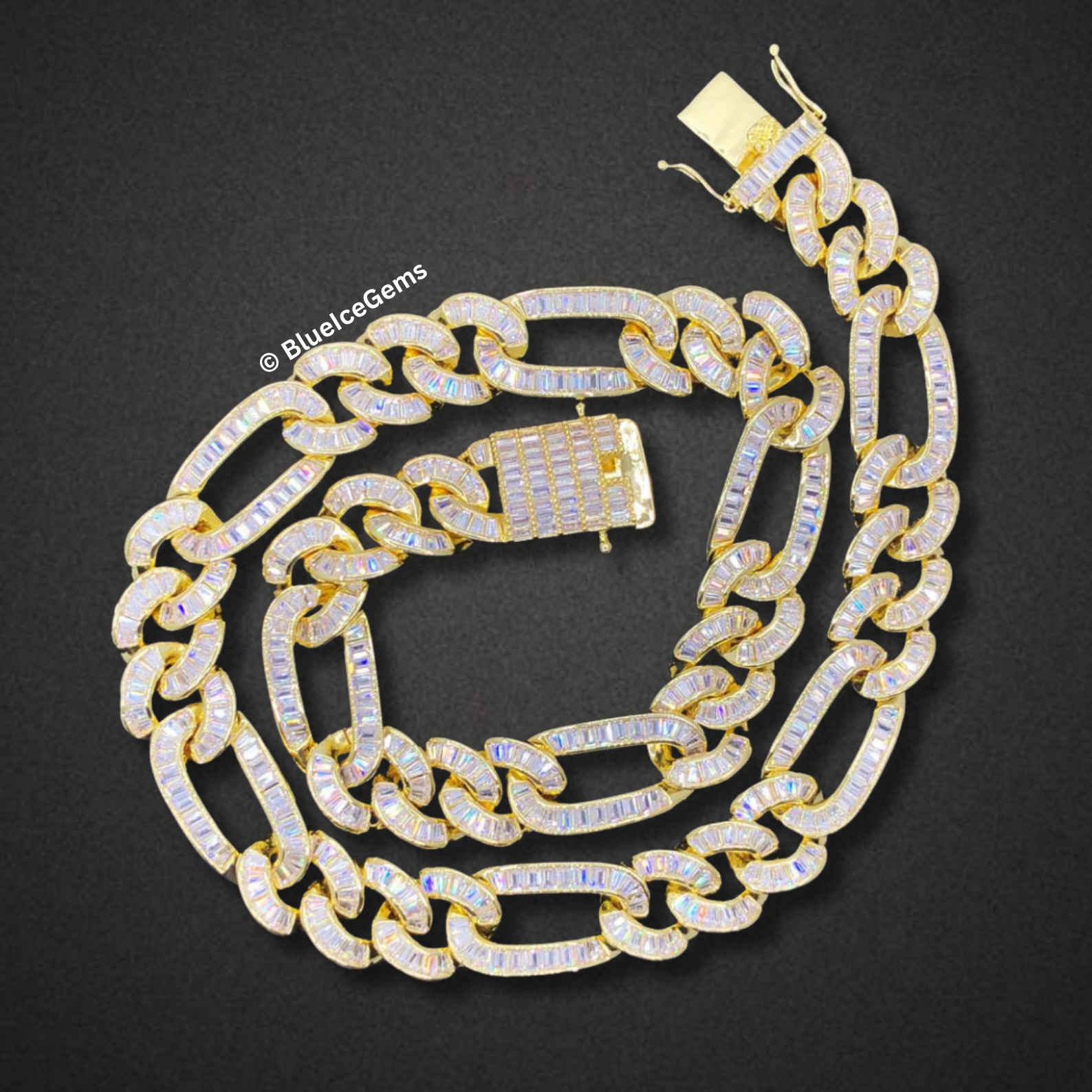 The "Figaro Fire" Diamond Baguette Chain