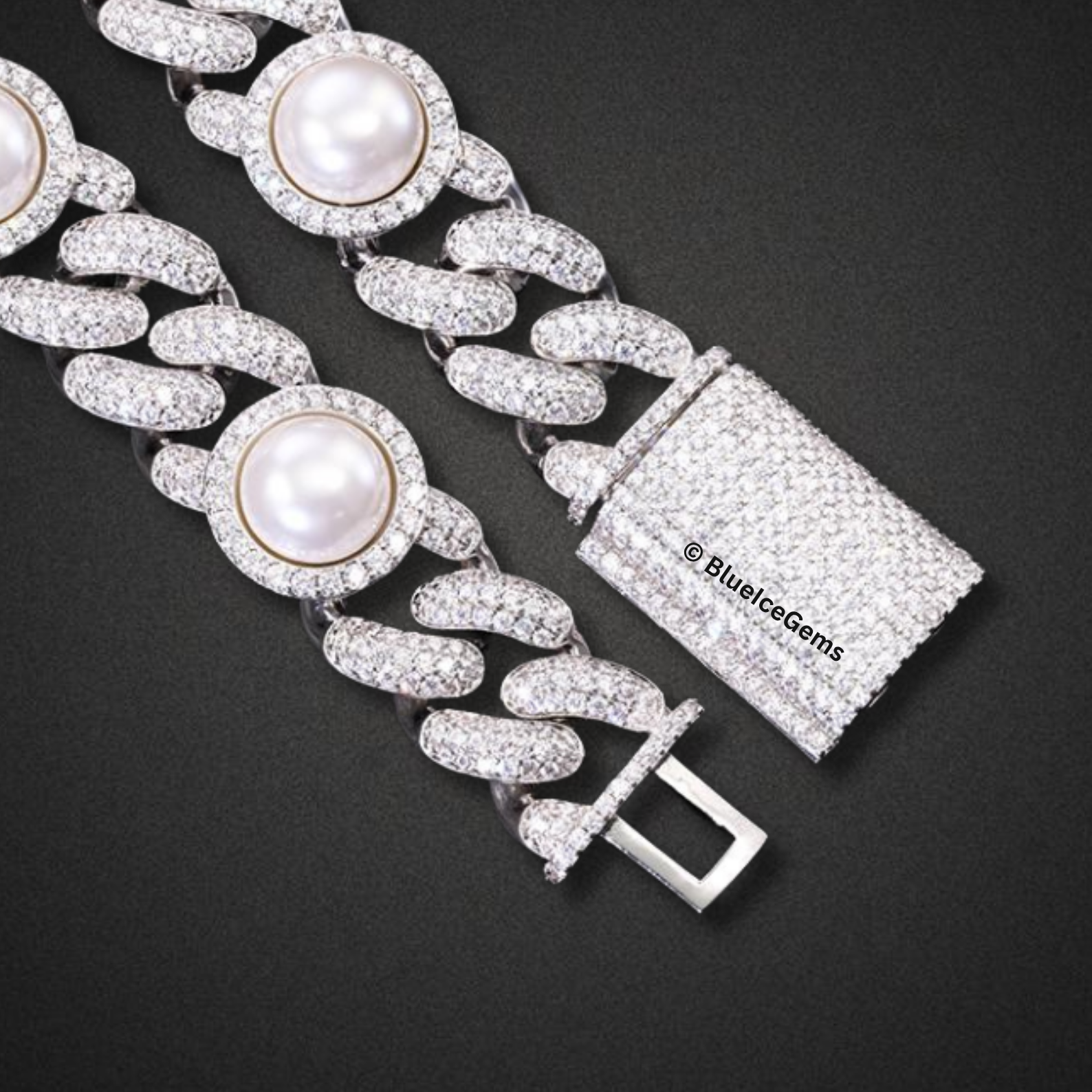 The "Ocean's Opulence" Diamond & Pearl Cuban Chain