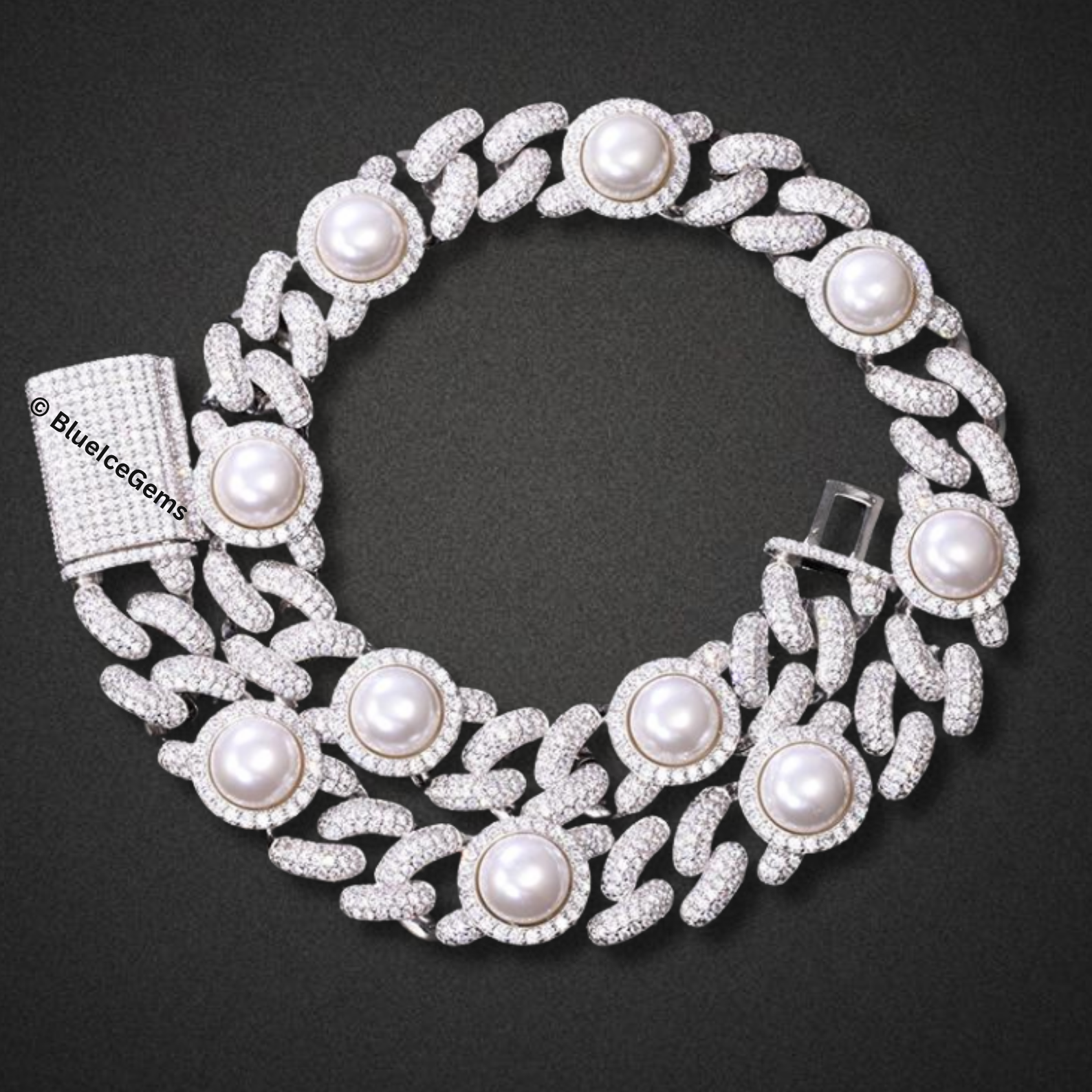 The "Ocean's Opulence" Diamond & Pearl Cuban Chain