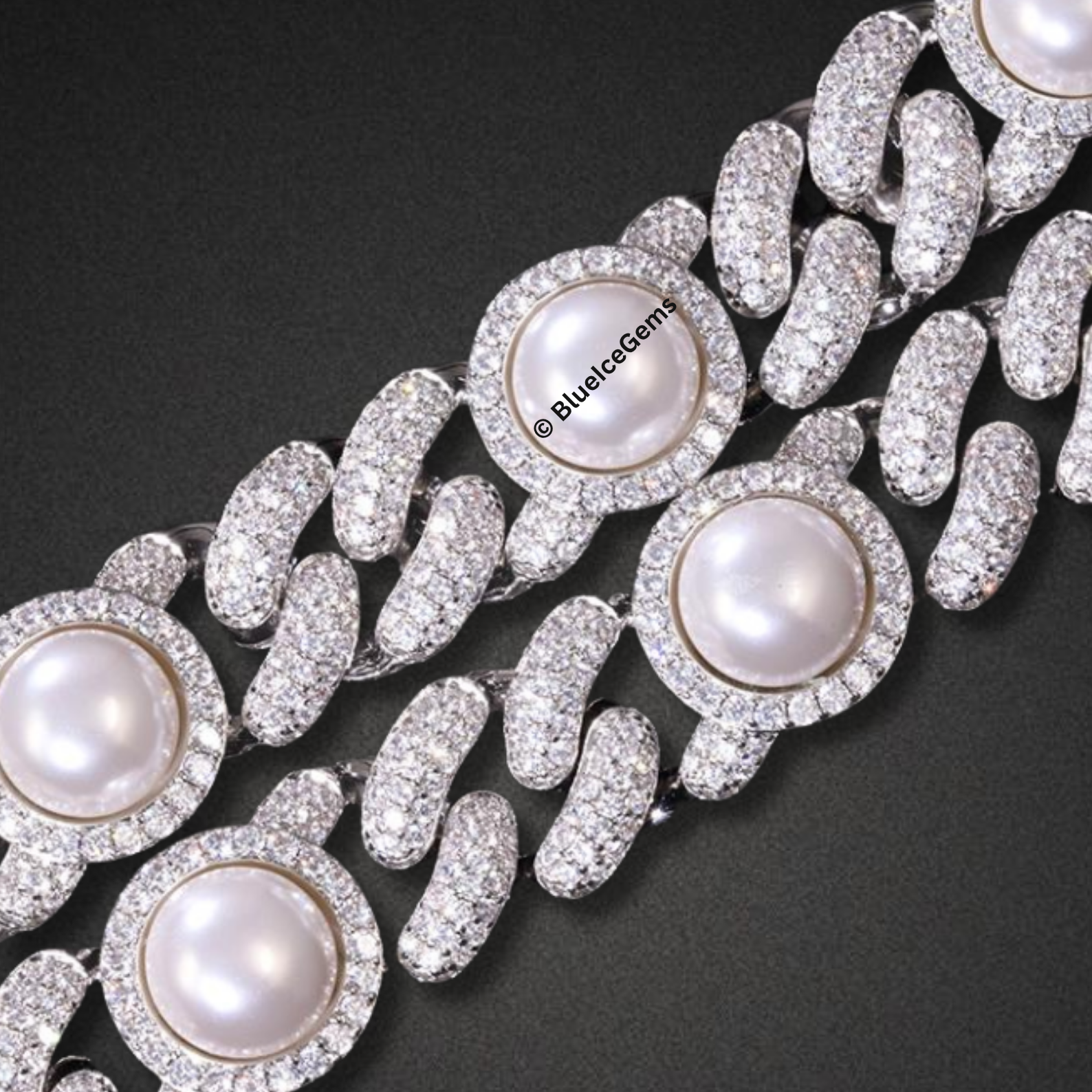 The "Ocean's Opulence" Diamond & Pearl Cuban Chain