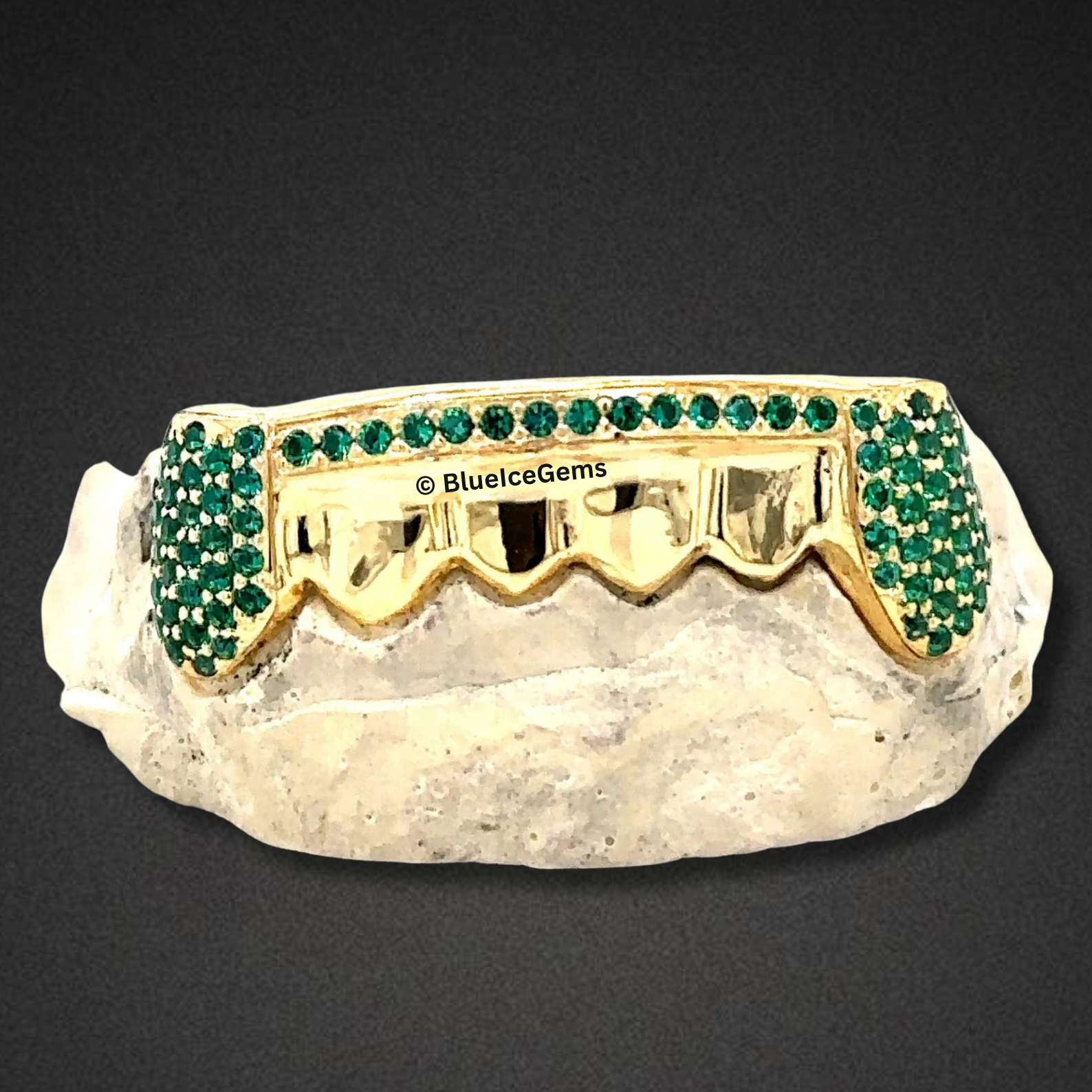 Emerald Splash Diamond Bar Gold Grillz