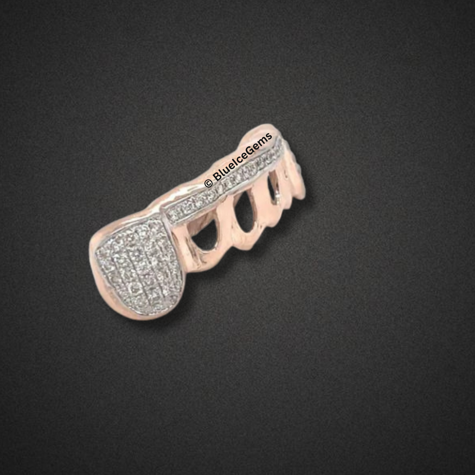 Rose Gold Diamond Bar Open-Face Grillz