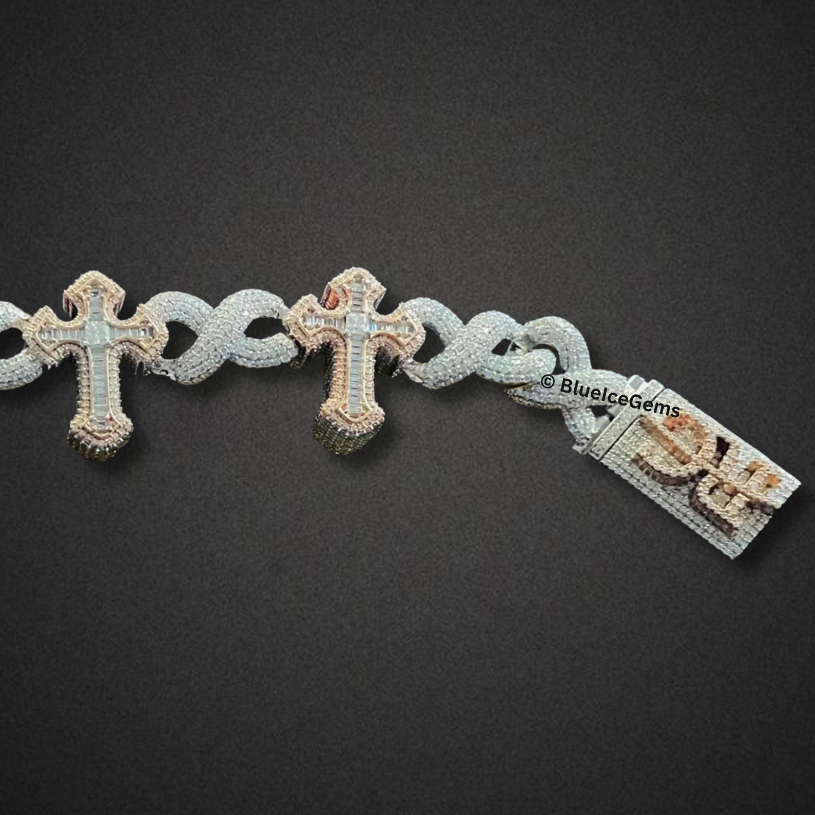 "The Trinity" Two-Tone Cross Miami Cuban Link Bracelet