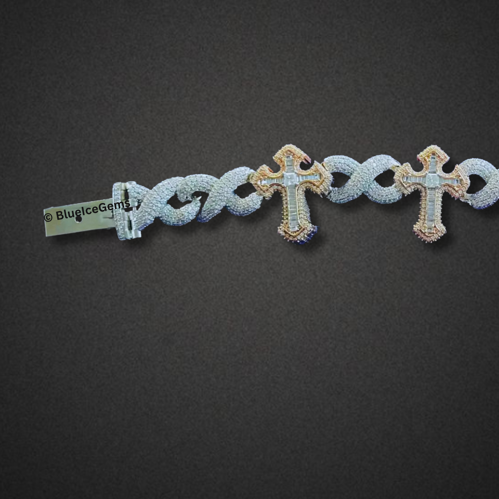 "The Trinity" Two-Tone Cross Miami Cuban Link Bracelet