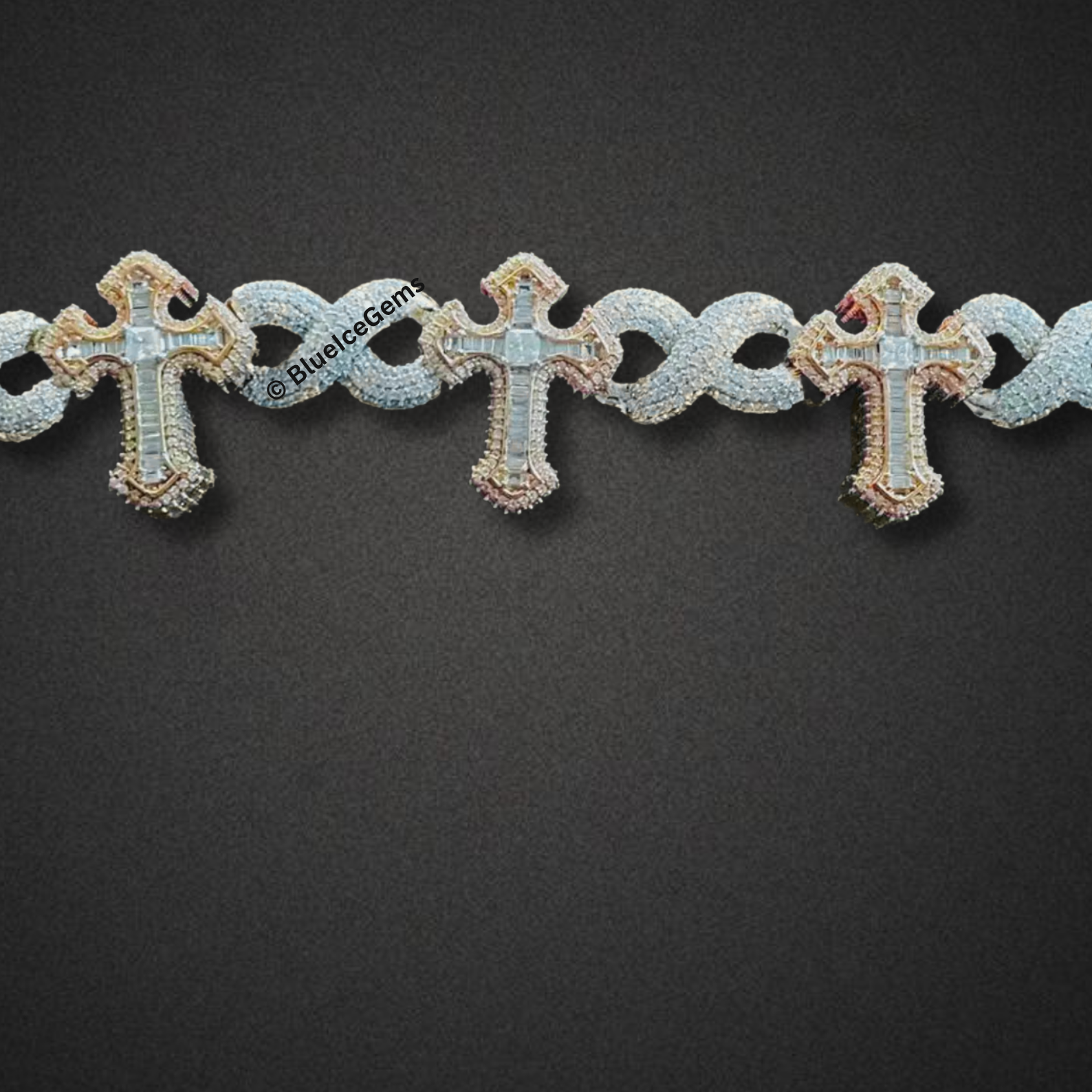 "The Trinity" Two-Tone Cross Miami Cuban Link Bracelet