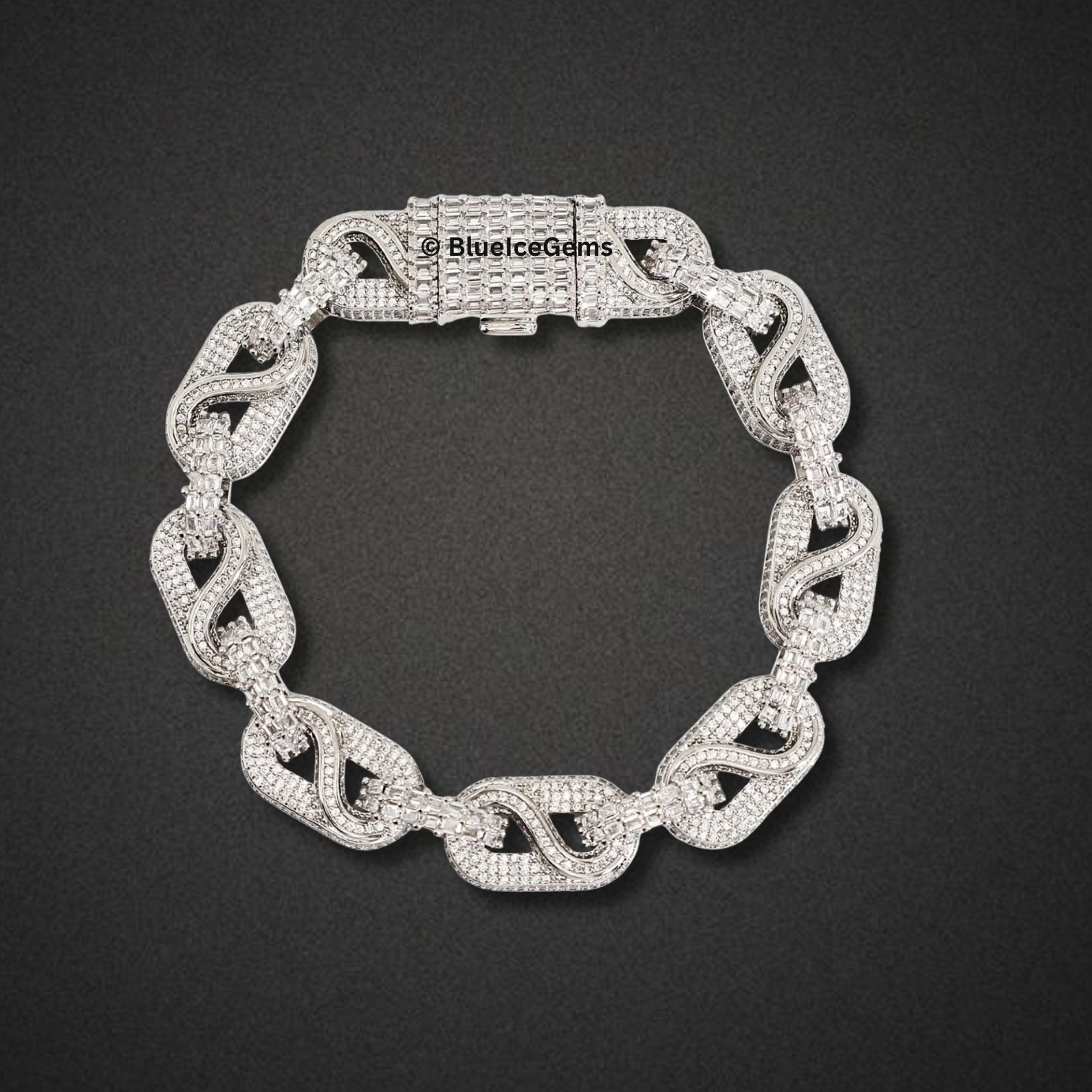 Iced Out Swirl Link Bracelet