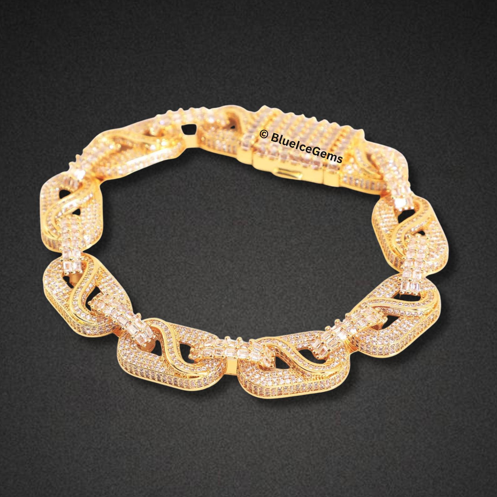Iced Out Swirl Link Bracelet
