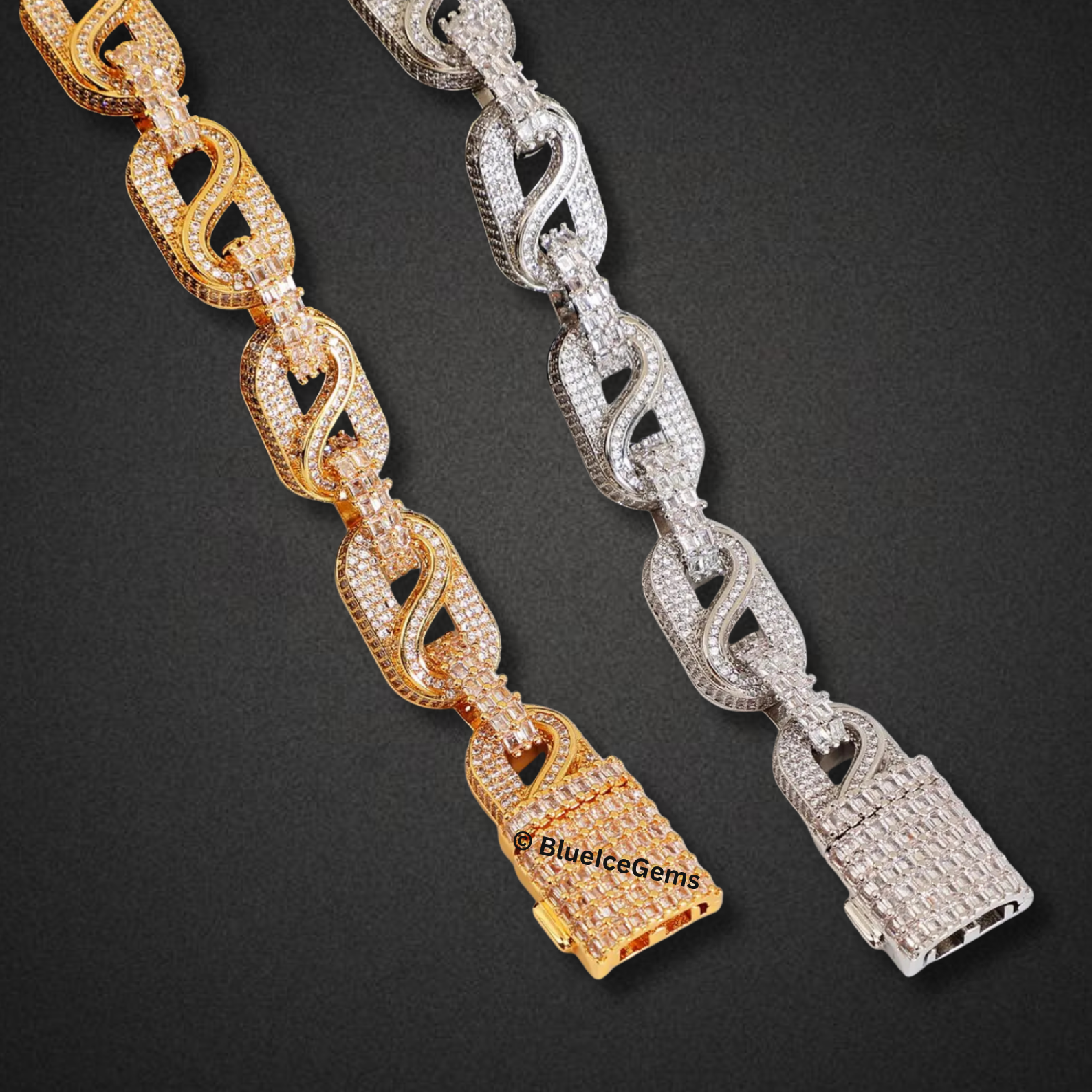 Iced Out Swirl Link Bracelet