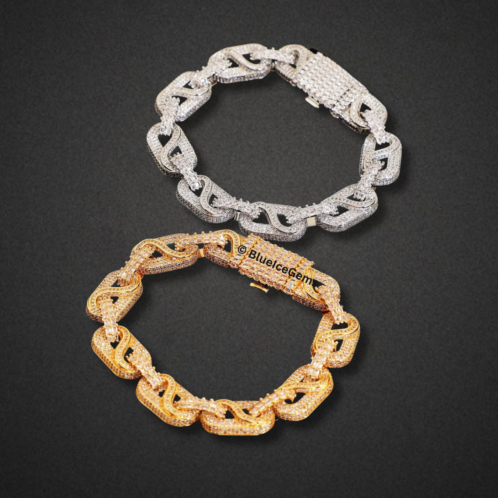 Iced Out Swirl Link Bracelet