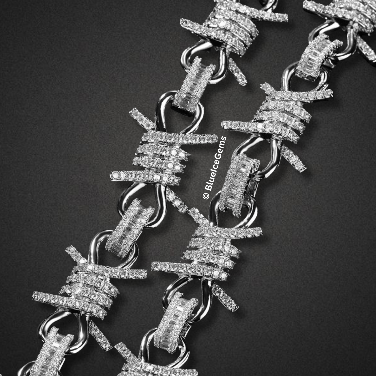 Iced-Out "Barbed Wire" Baguette-Cut Bracelet