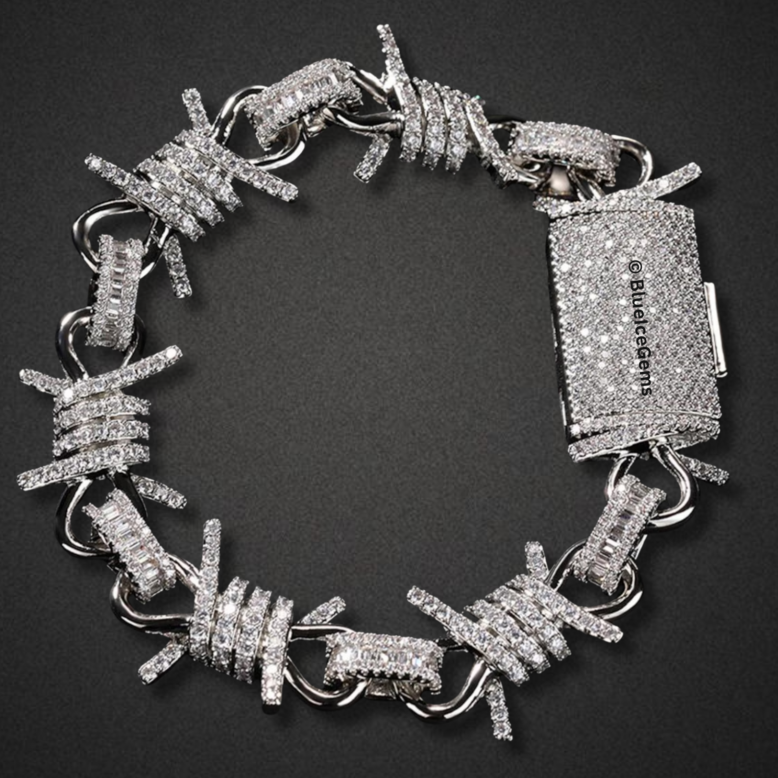 Iced-Out "Barbed Wire" Baguette-Cut Bracelet