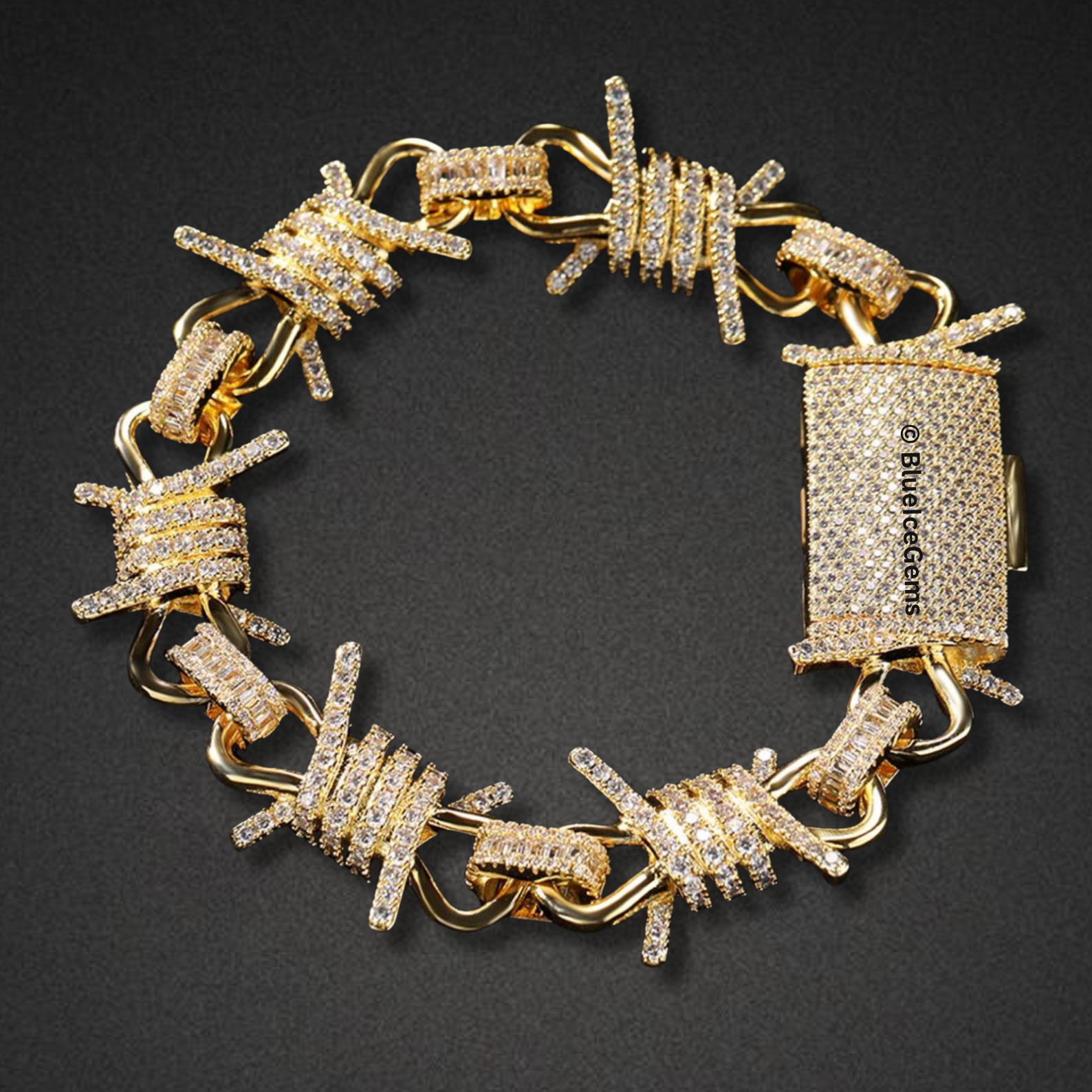 Iced-Out "Barbed Wire" Baguette-Cut Bracelet