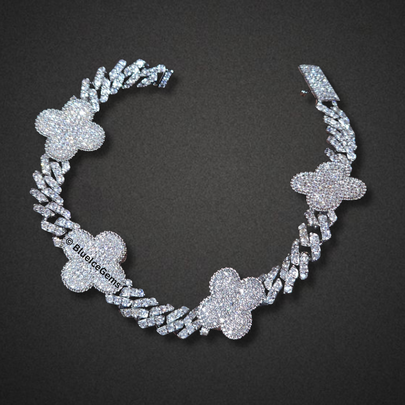 Iced-Out Clover Miami Cuban Link Bracelet