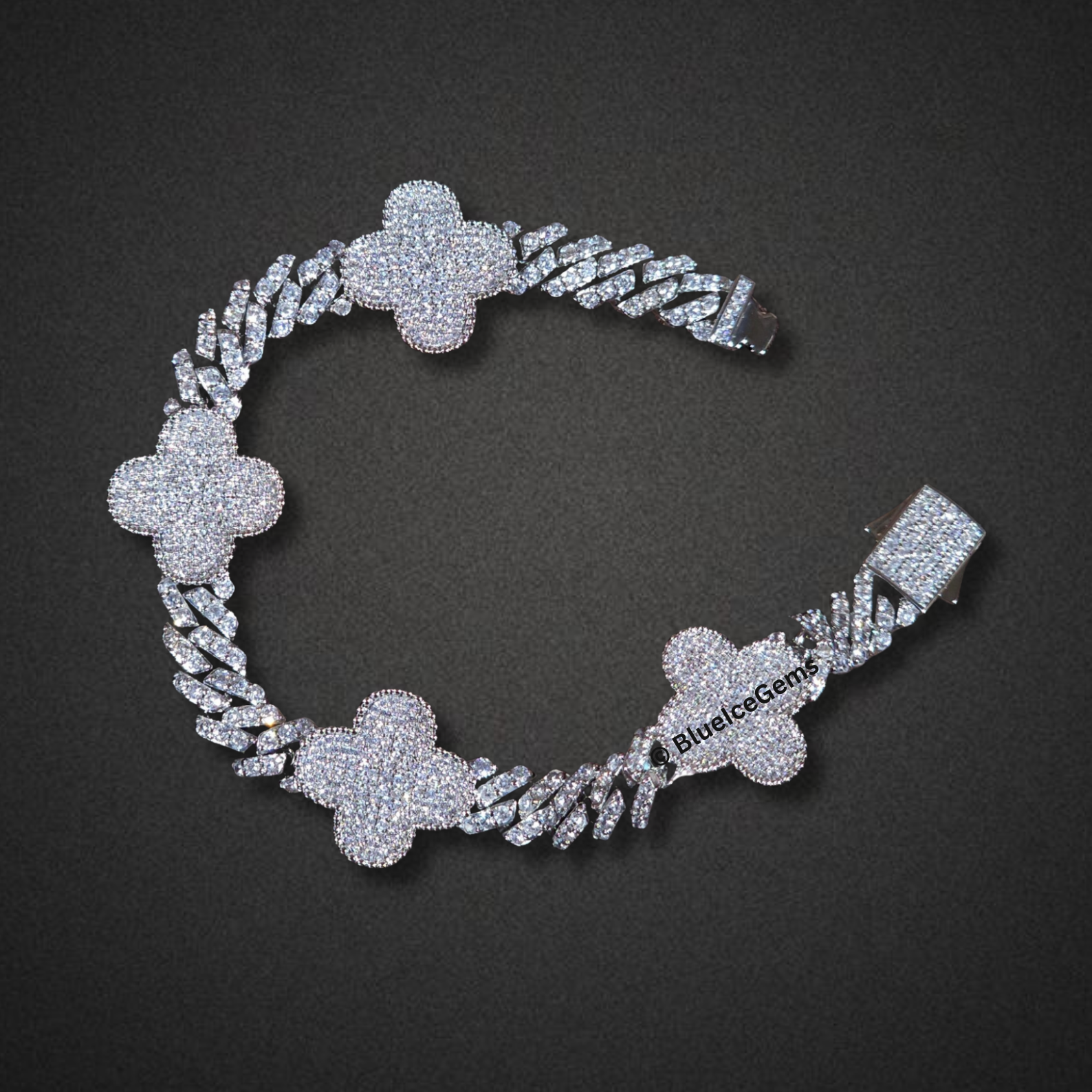 Iced-Out Clover Miami Cuban Link Bracelet